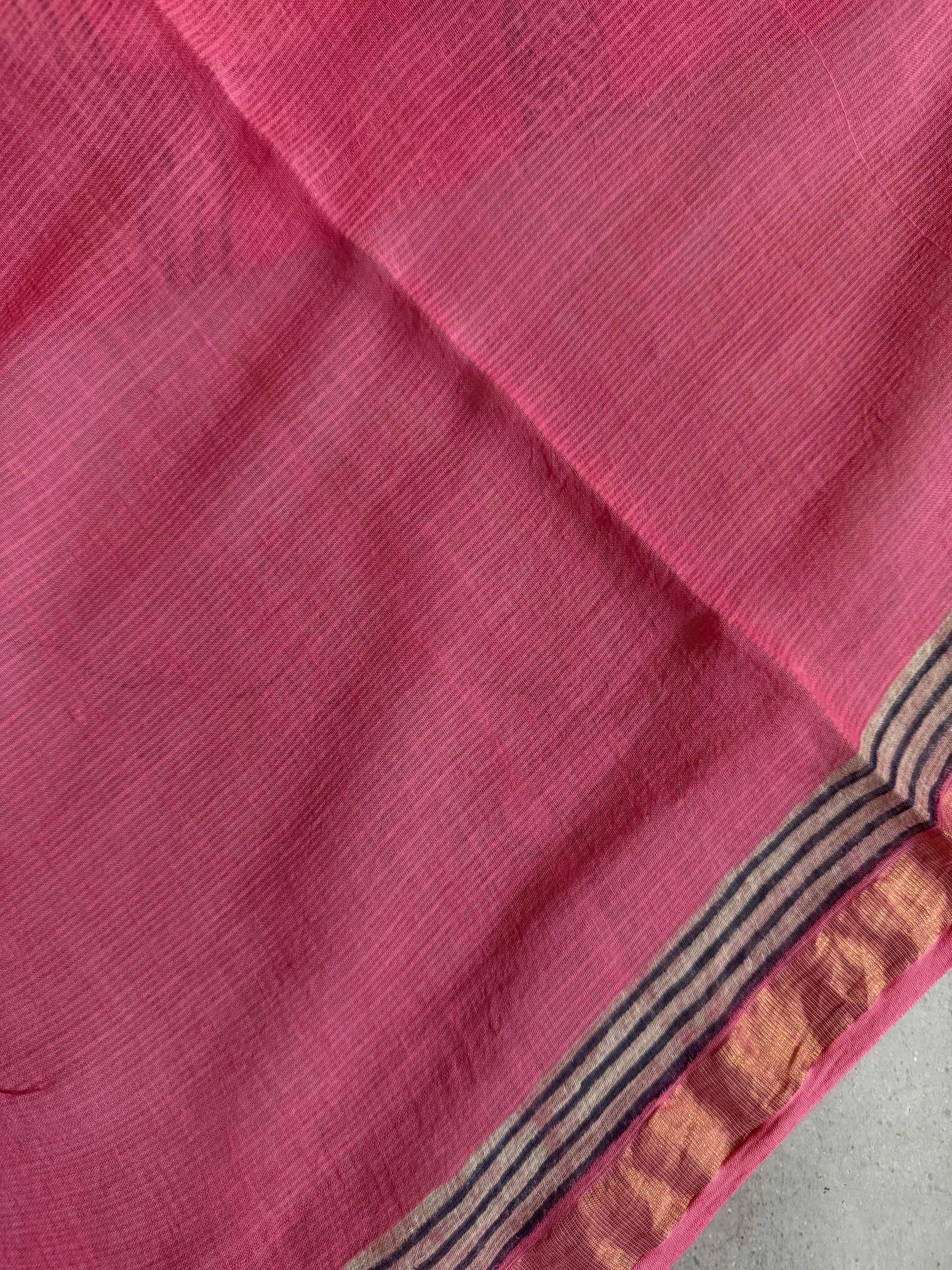 Niralya | Pink Lotus Block Printed Kota Saree