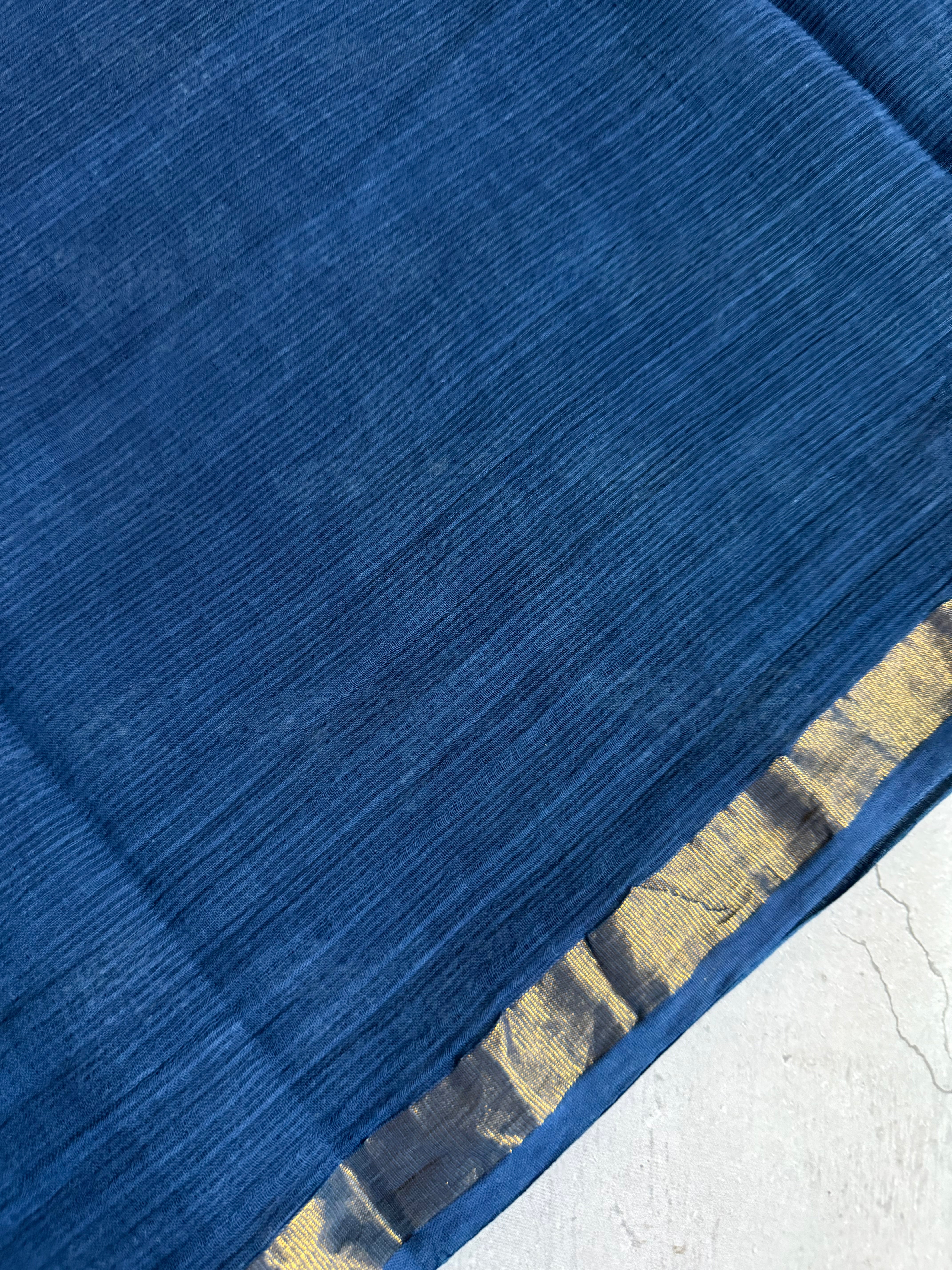Vilasya | Indigo Block Printed Kota Saree