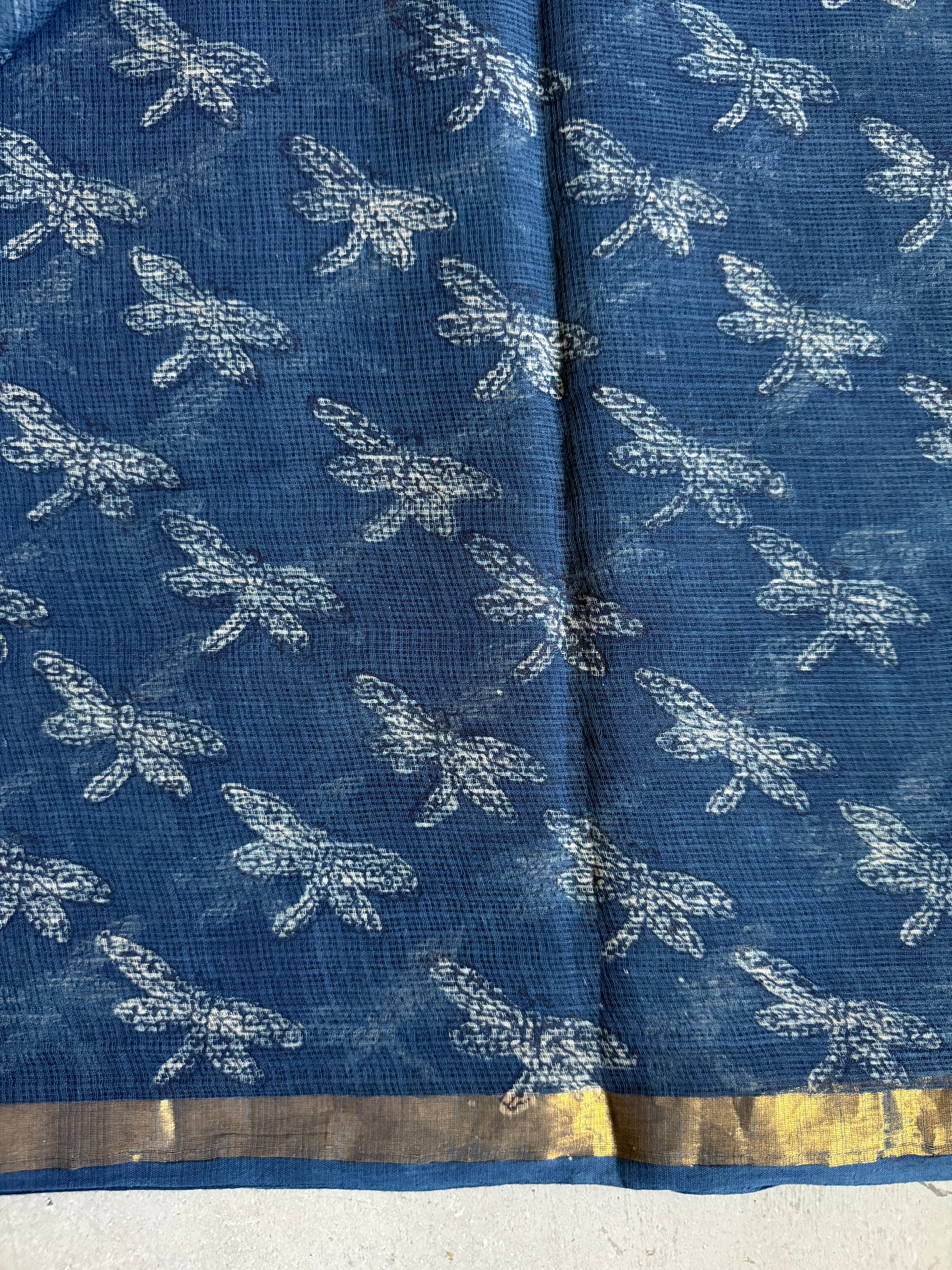 Vilasya | Indigo Block Printed Kota Saree
