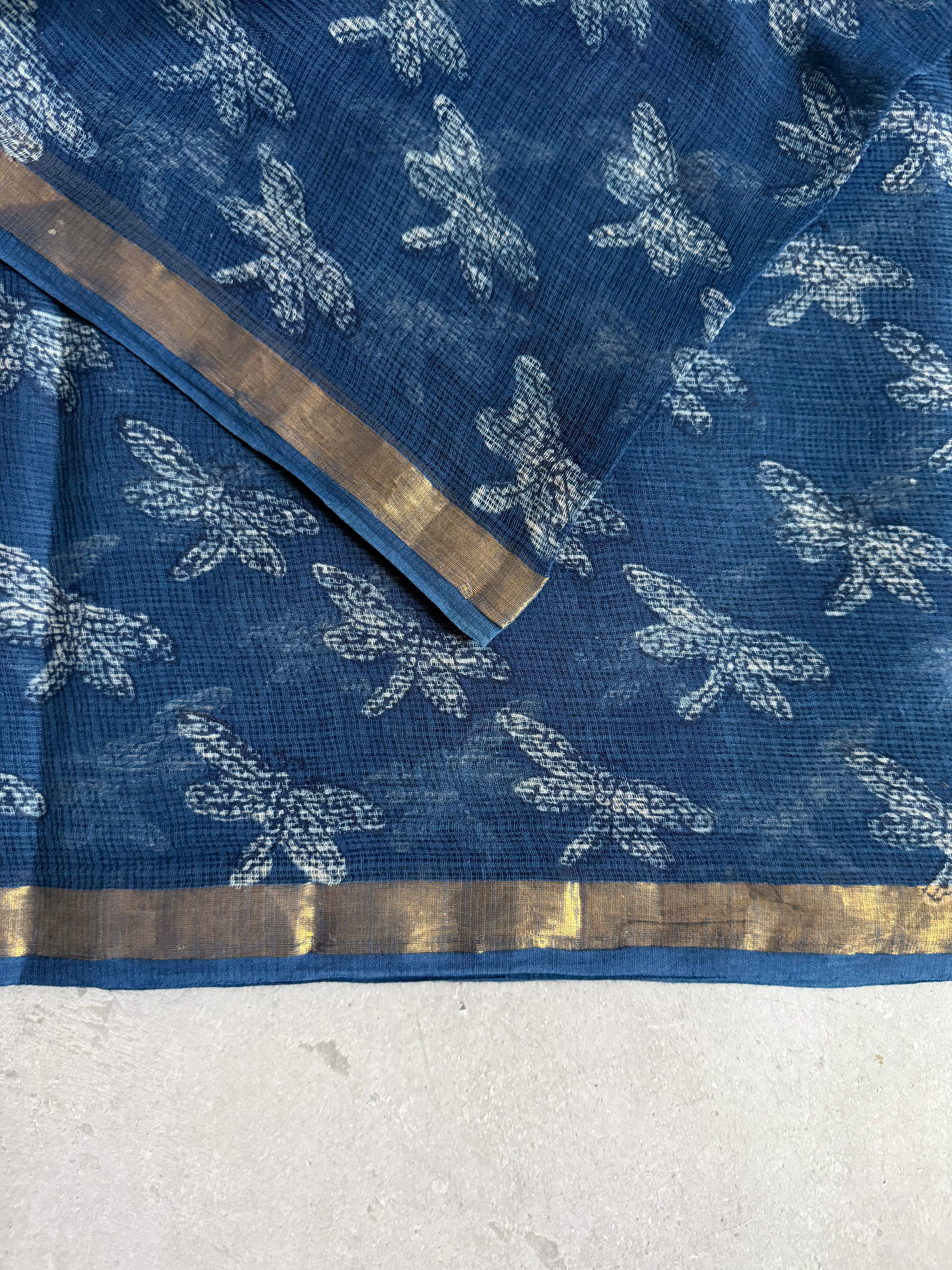 Vilasya | Indigo Block Printed Kota Saree