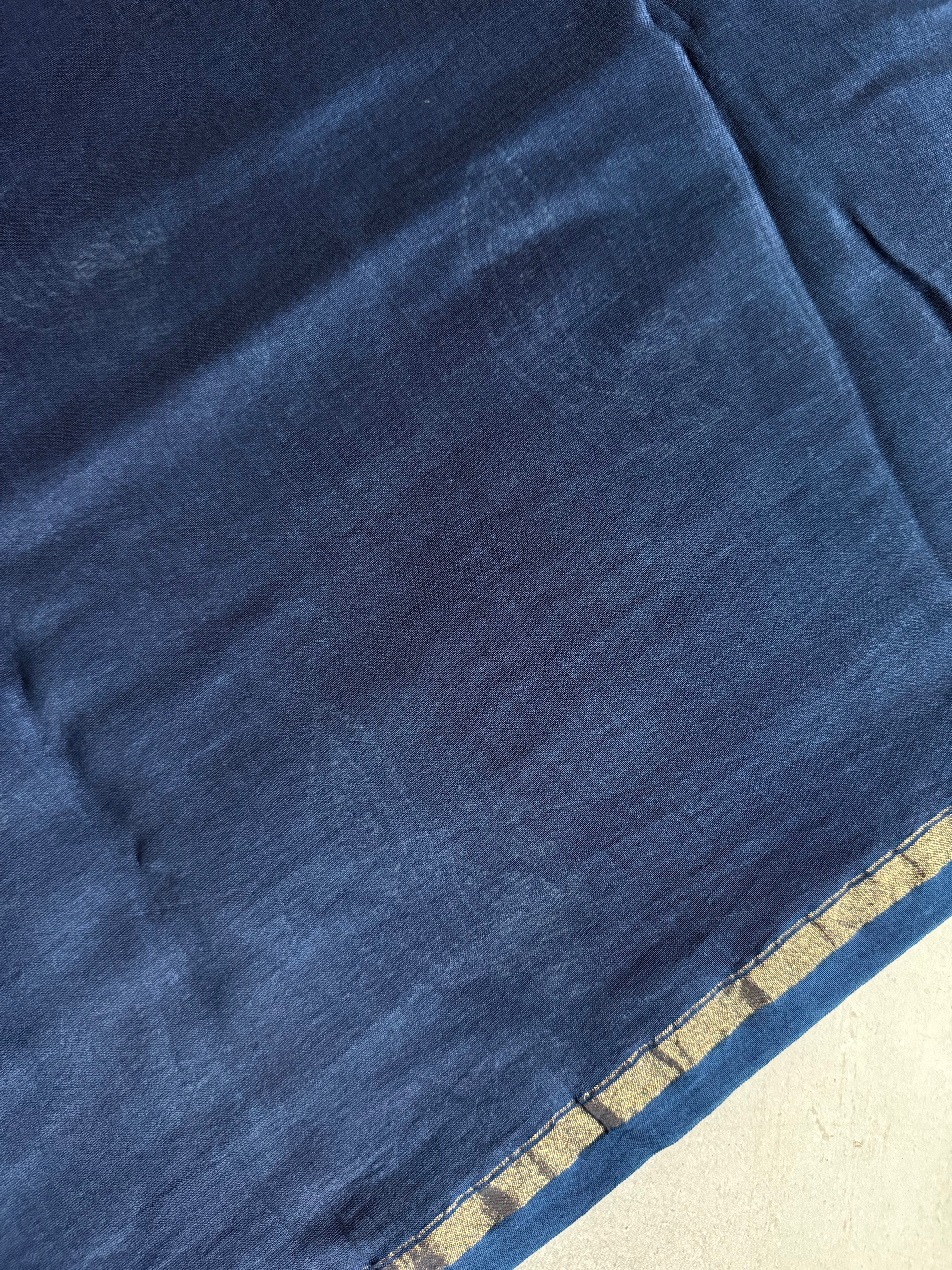 Tamalika | Indigo Akola Block Printed Chanderi Saree