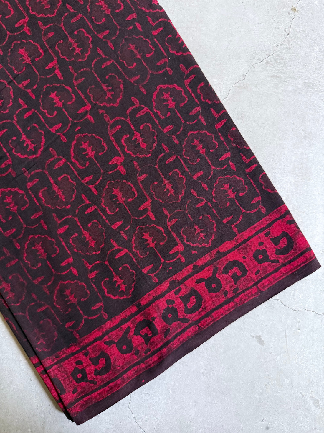 Raagvika | Black and Red Block Printed Mul Cotton Saree