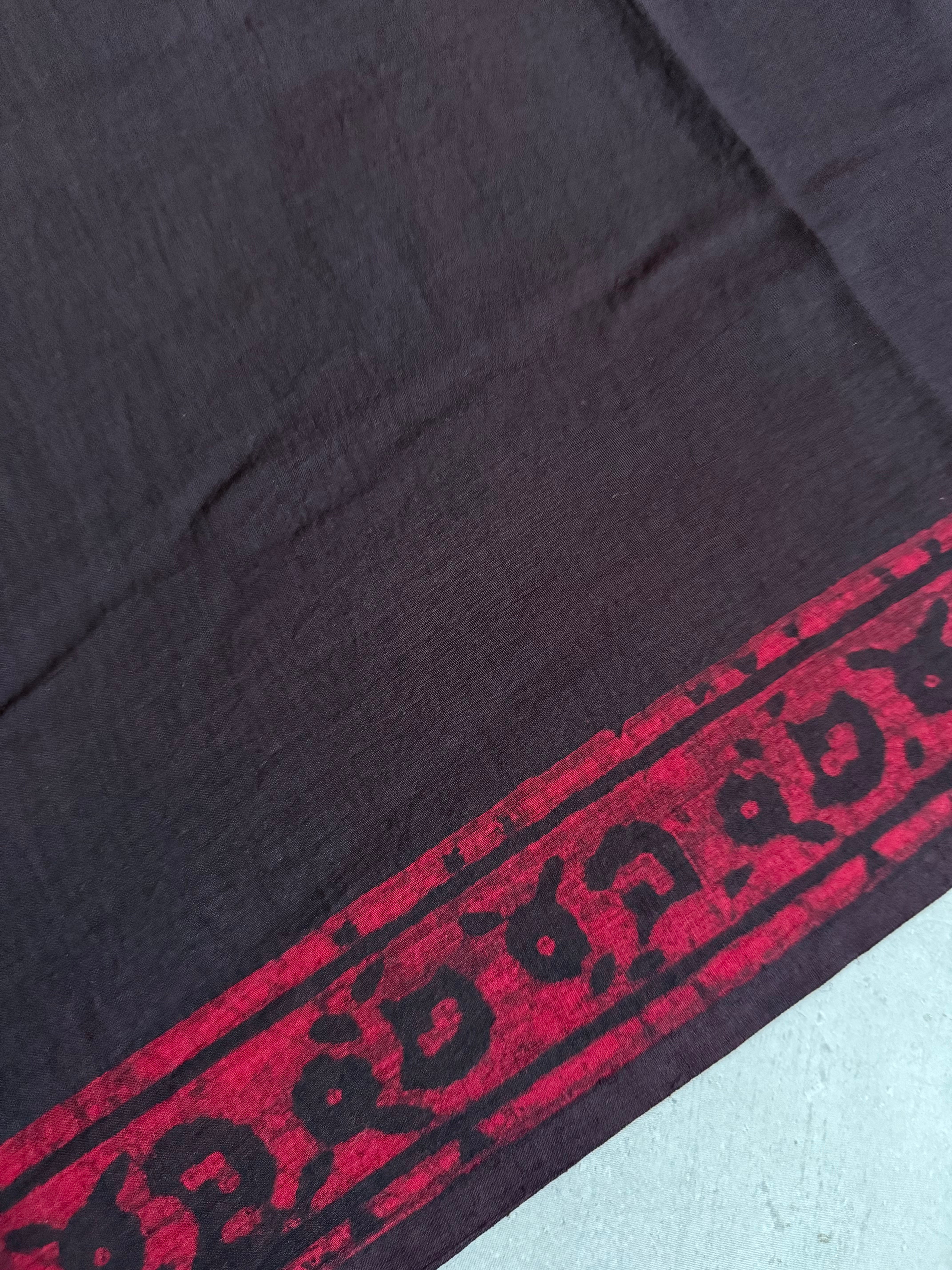 Raagvika | Black and Red Block Printed Mul Cotton Saree