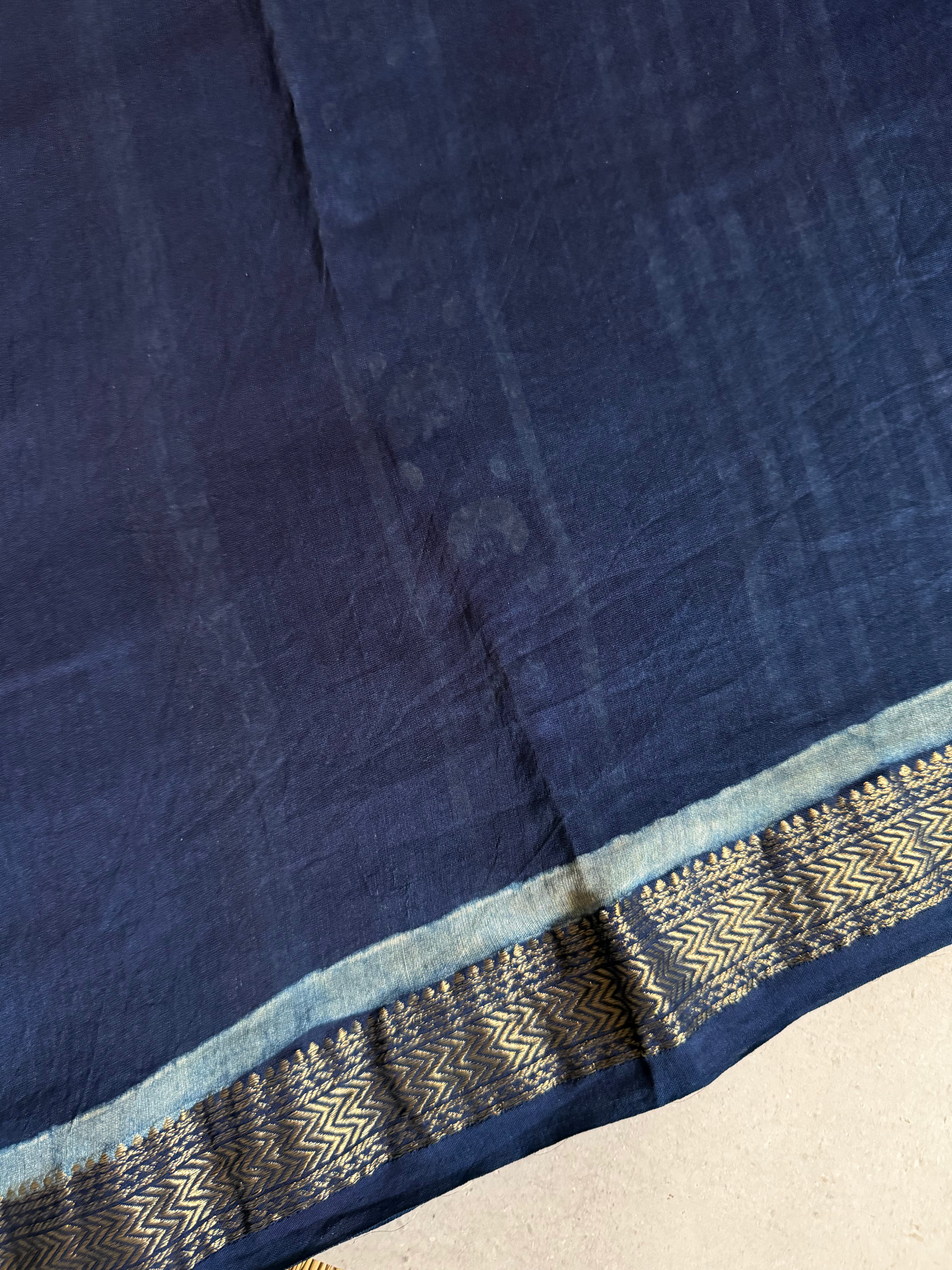 Shringara | Indigo Akola Block Printed Maheshwari Saree