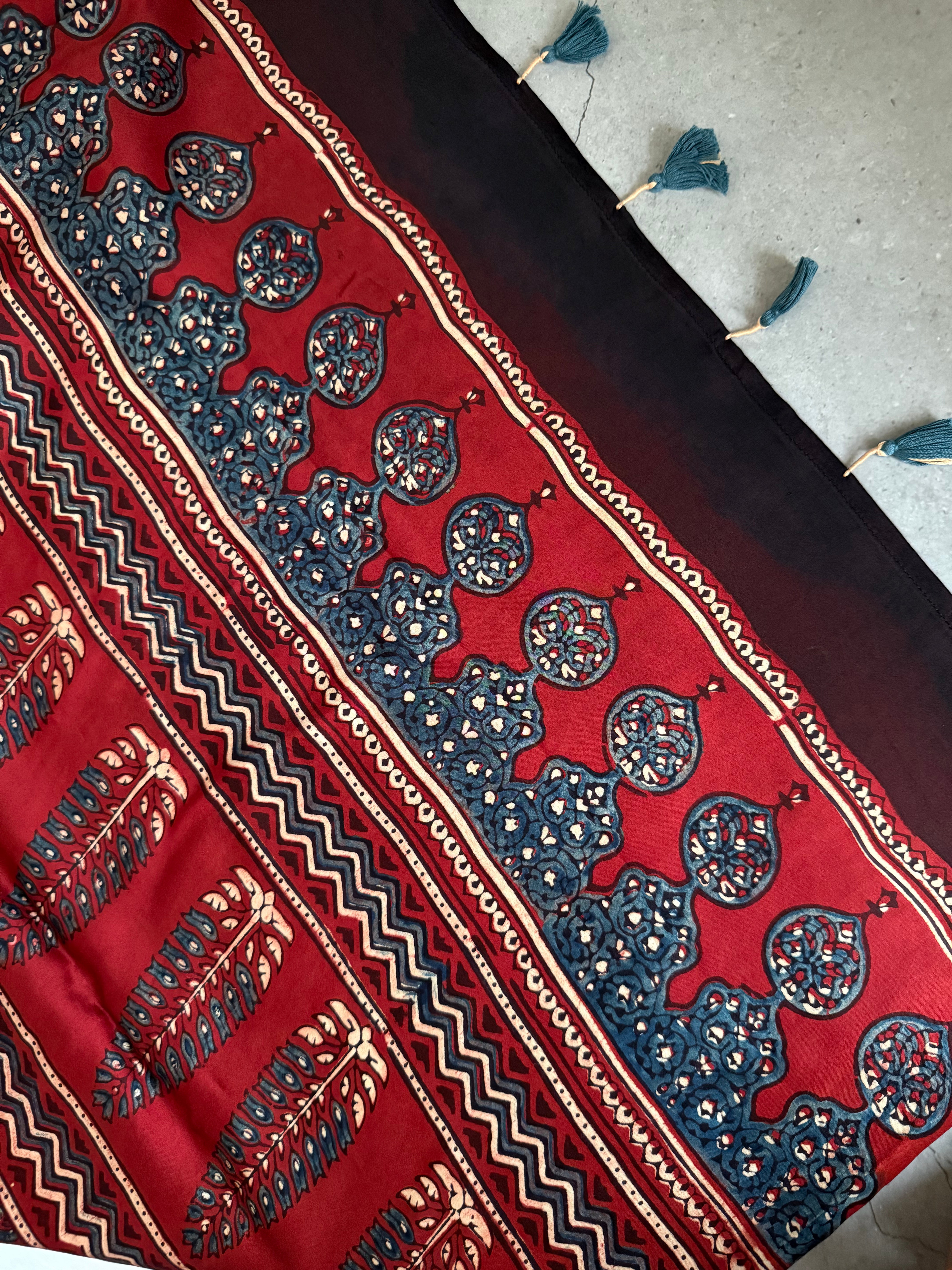Maati | Authentic Block Printed Modal Silk Saree