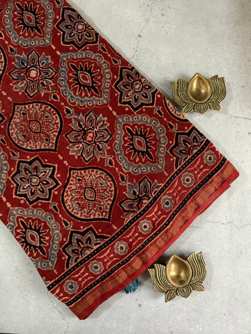 Saumayaa | Ajrakh Hand Block Printed Chanderi Saree