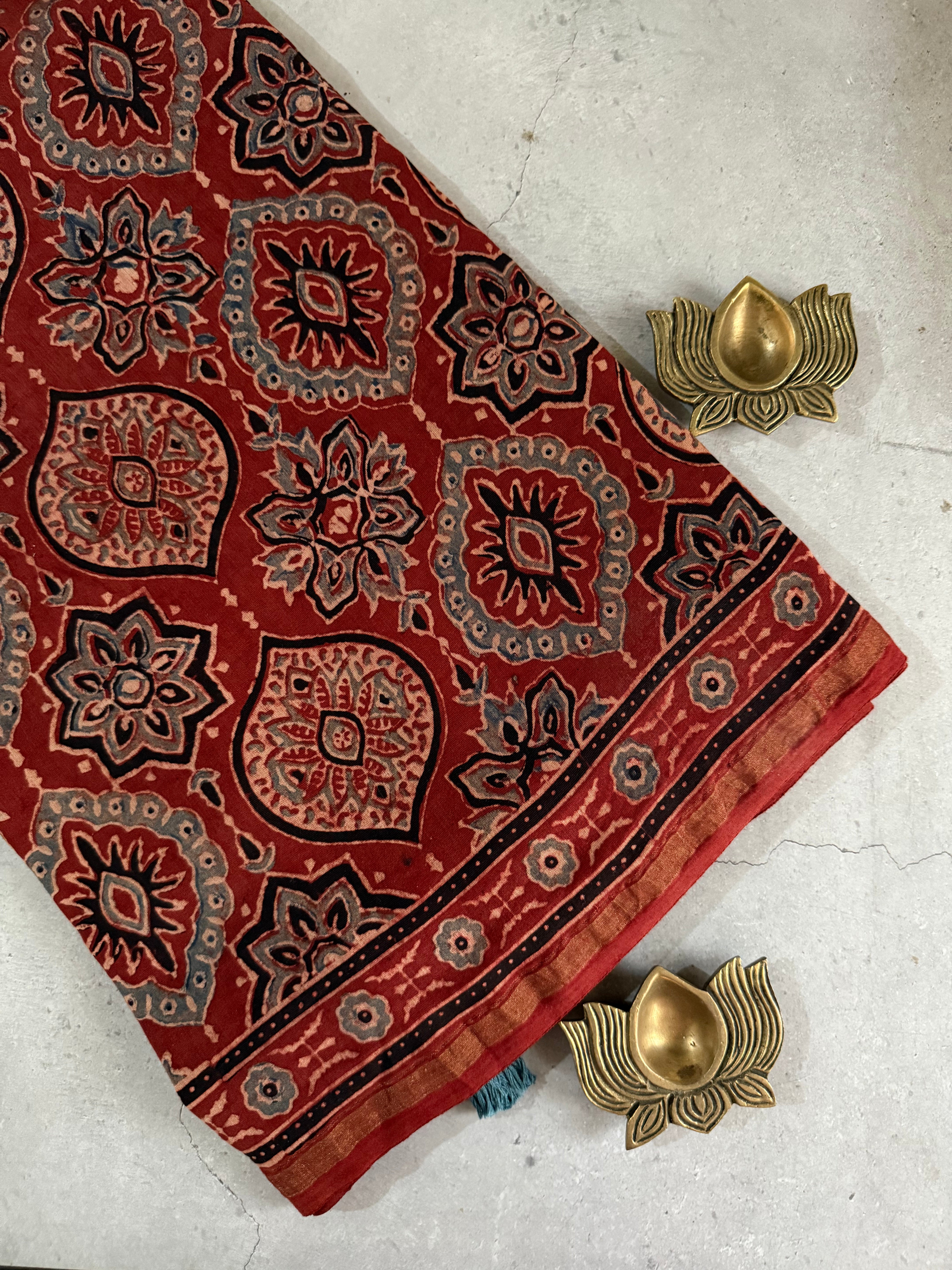 Saumayaa | Ajrakh Hand Block Printed Chanderi Saree