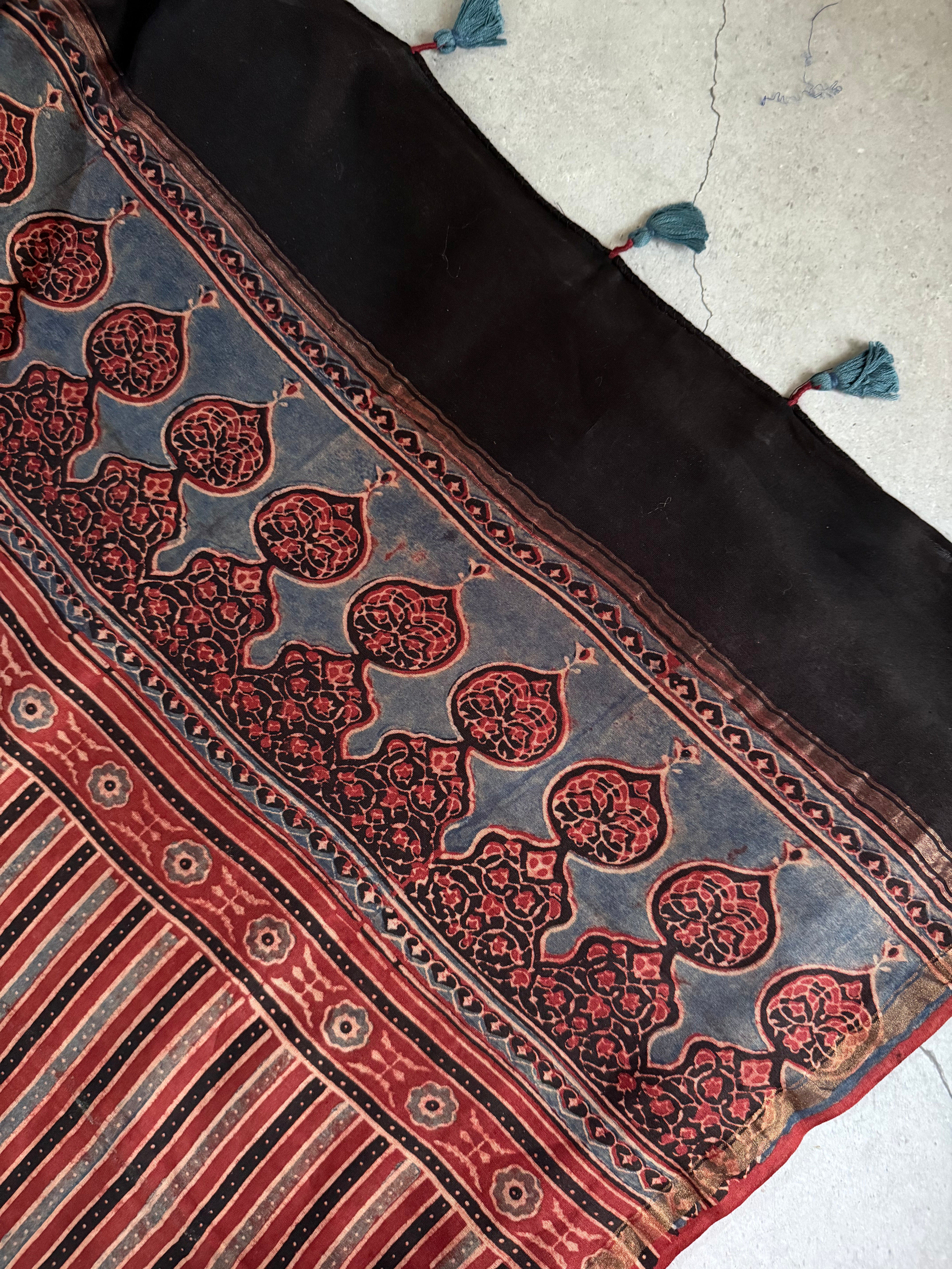 Saumayaa | Ajrakh Hand Block Printed Chanderi Saree