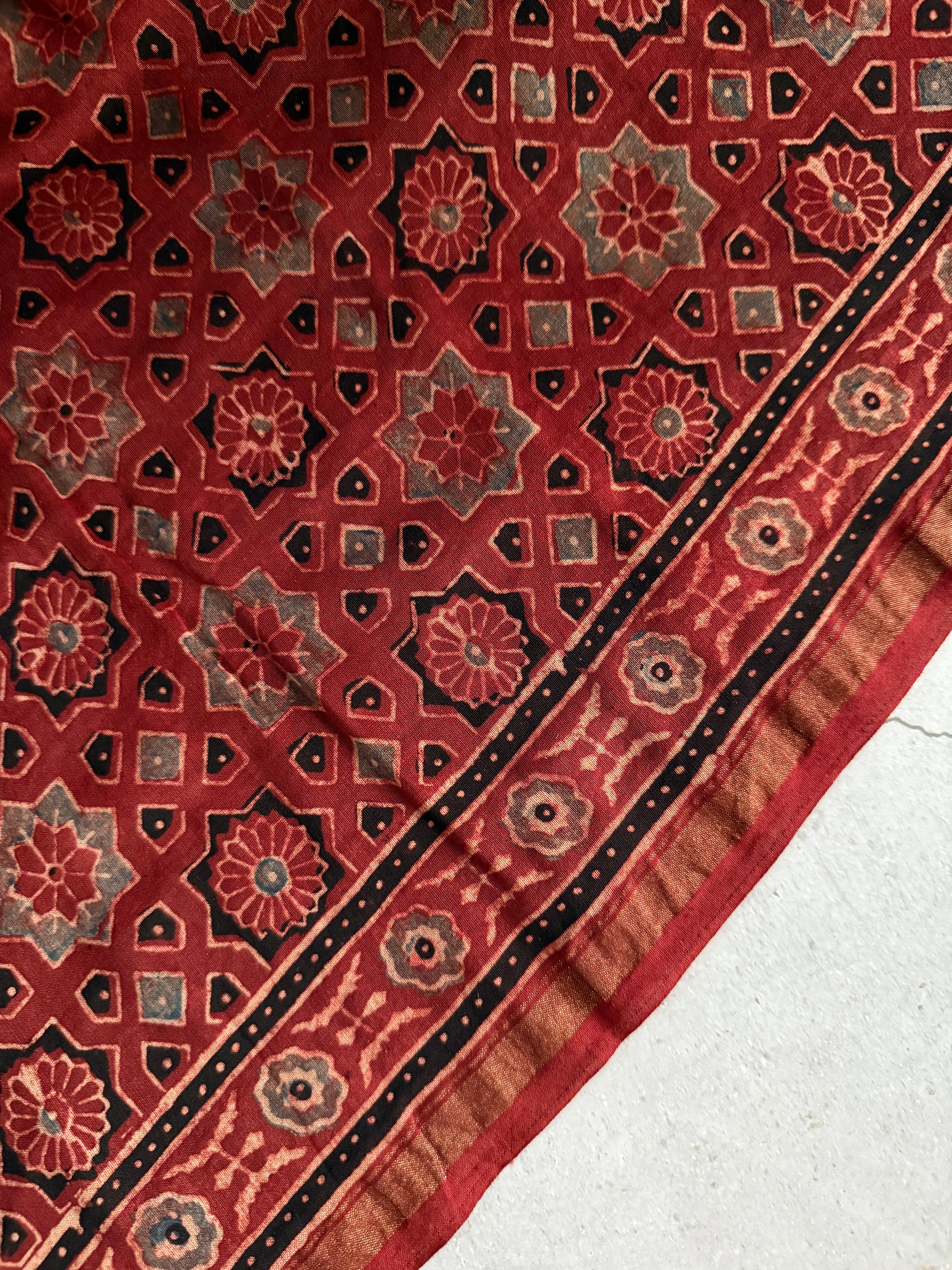Saumayaa | Ajrakh Hand Block Printed Chanderi Saree
