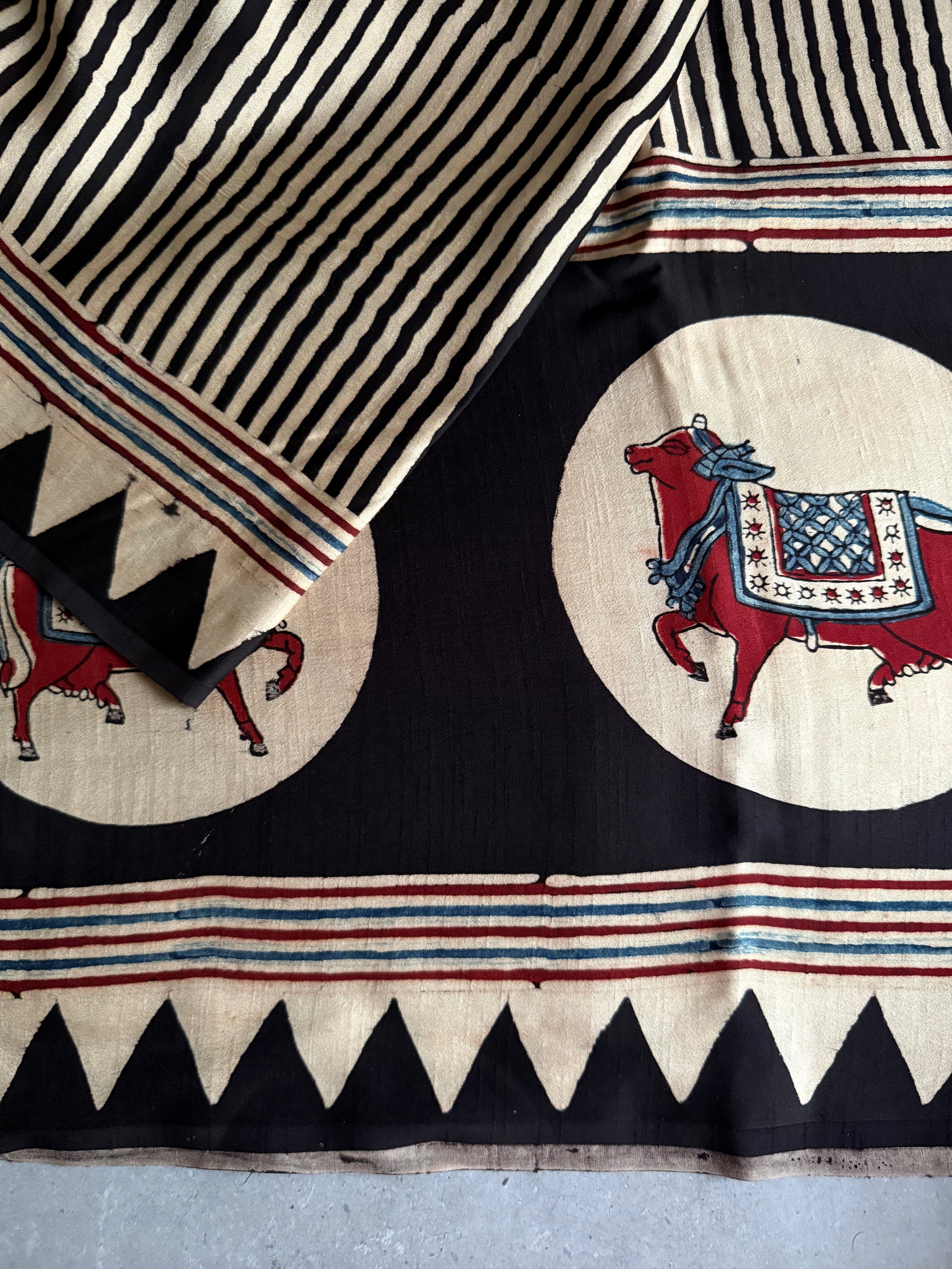 Vindhya | Authentic Pichwai Block Printed Modal Silk Saree