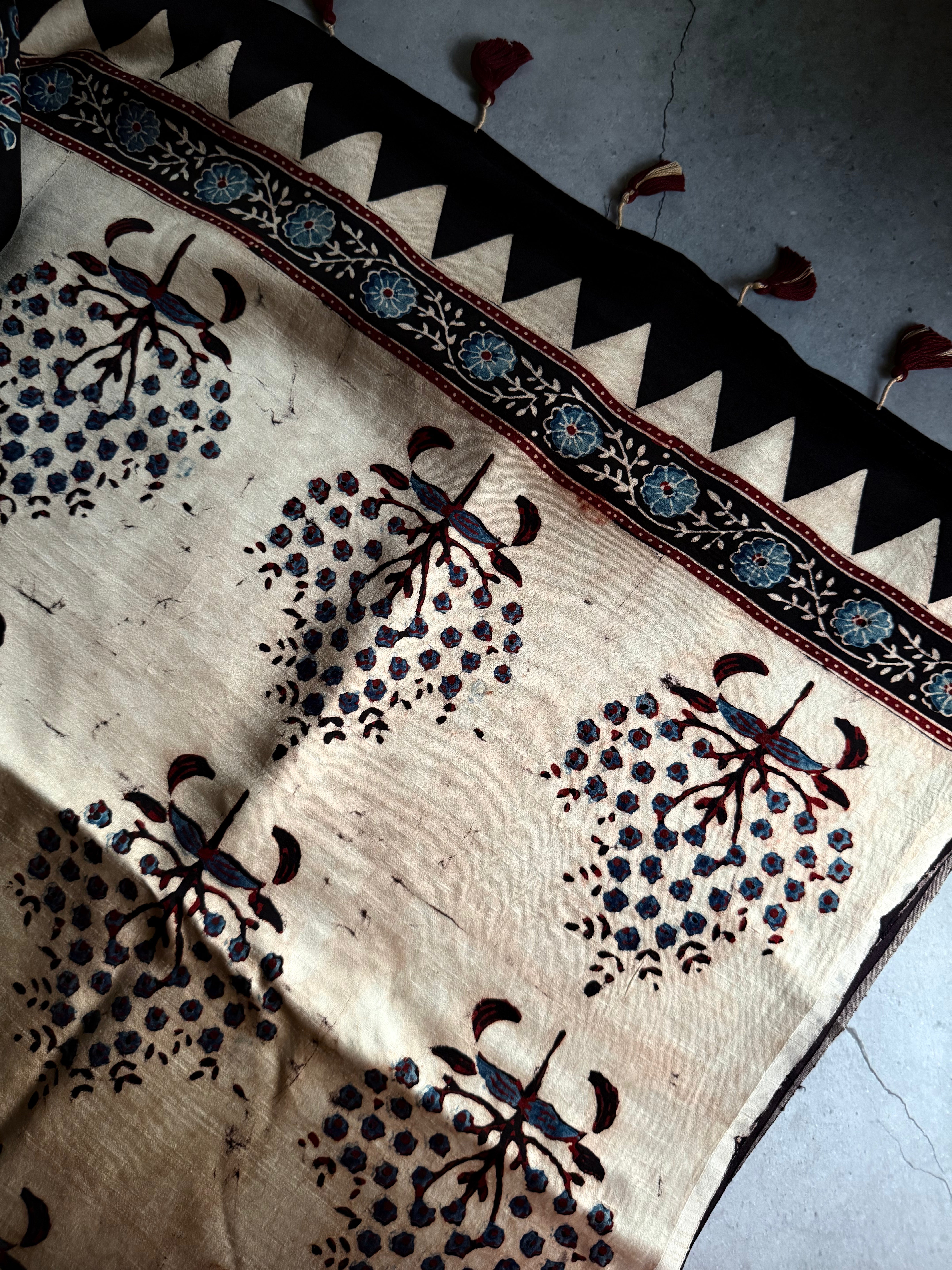 Tanamyee | Authentic Block Printed Modal Silk Saree