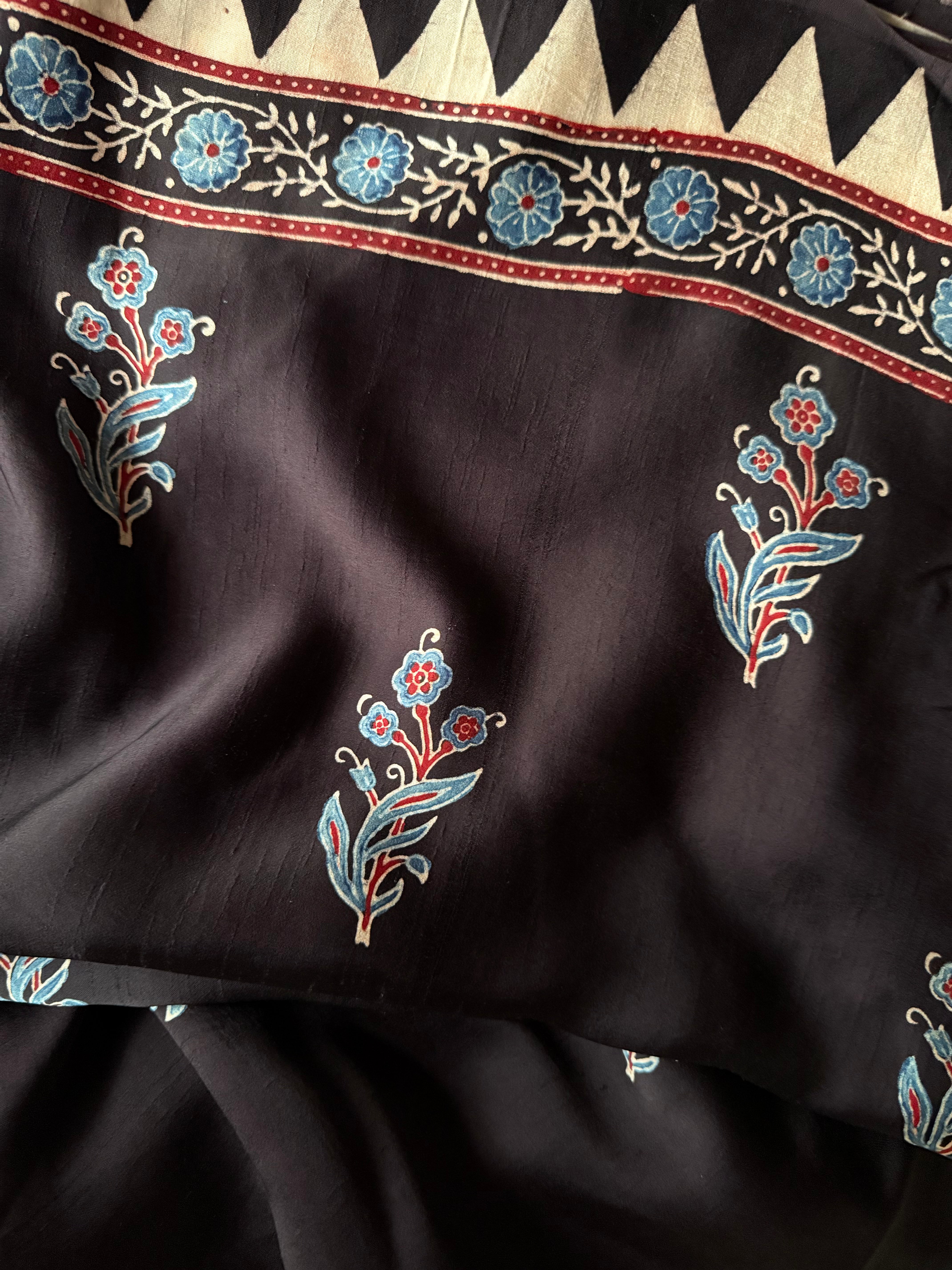 Tanamyee | Authentic Block Printed Modal Silk Saree
