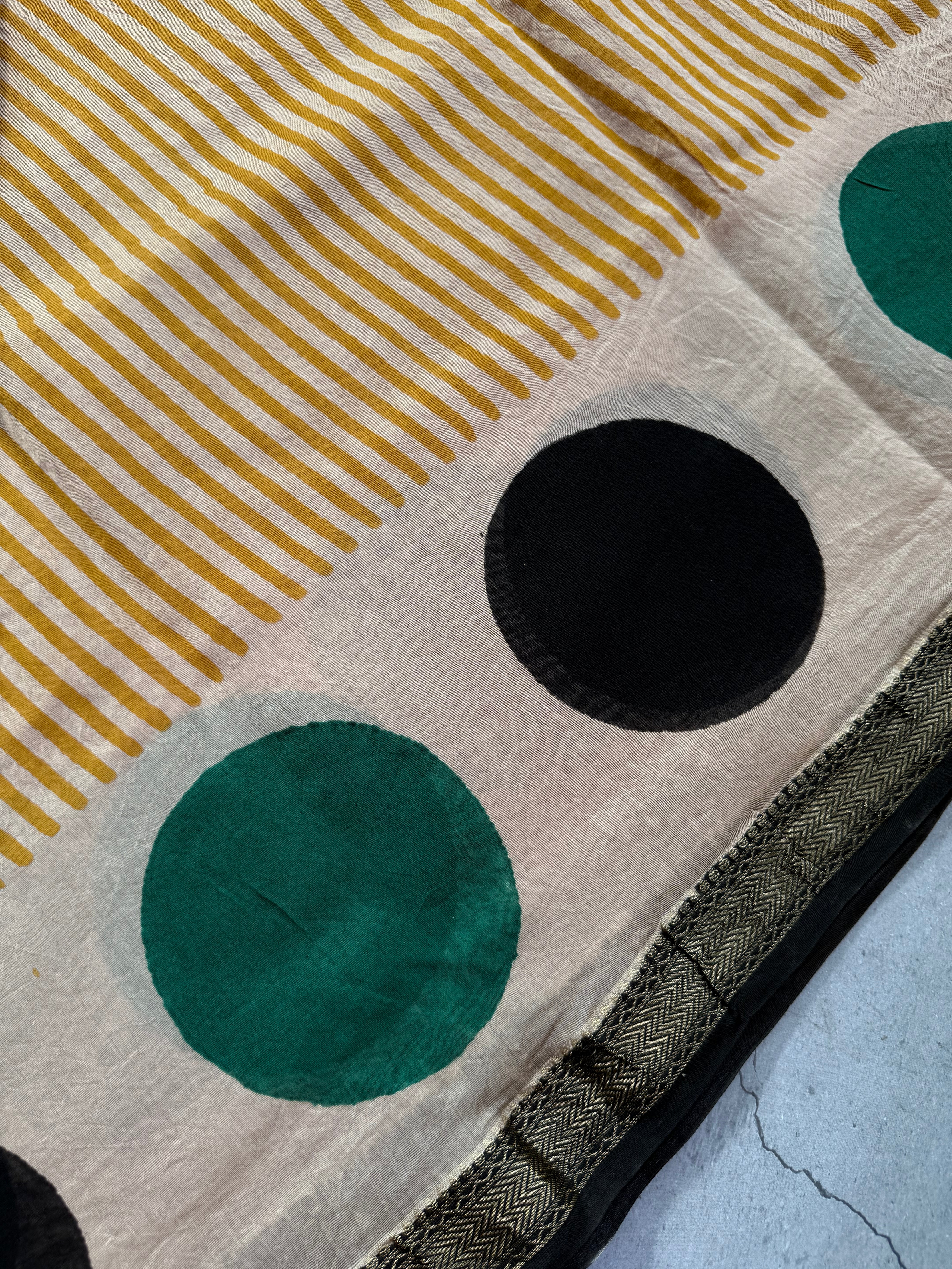 Tamra| Mustard Yellow Block Printed Maheshwari Saree