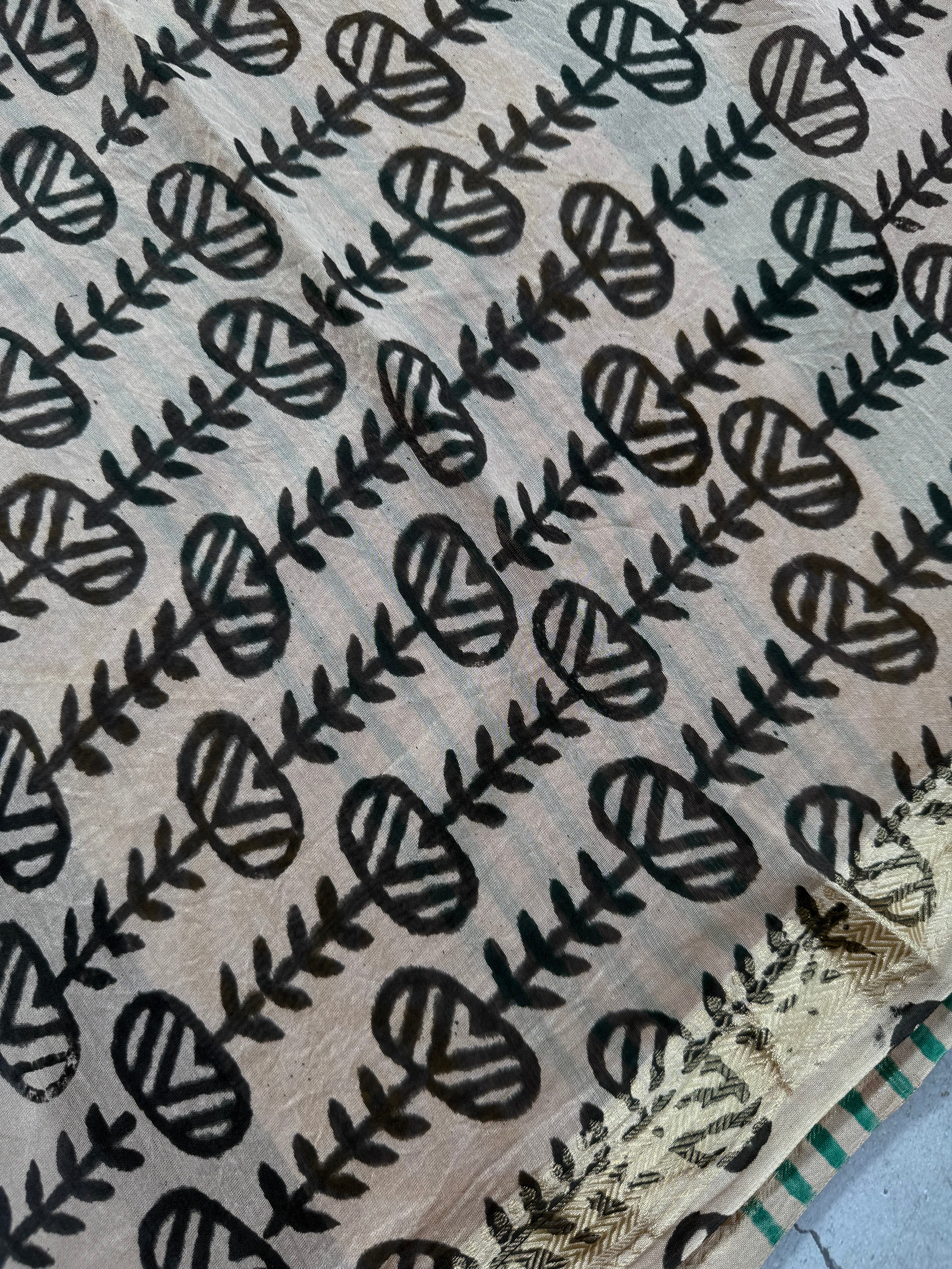 Tamra| Mustard Yellow Block Printed Maheshwari Saree