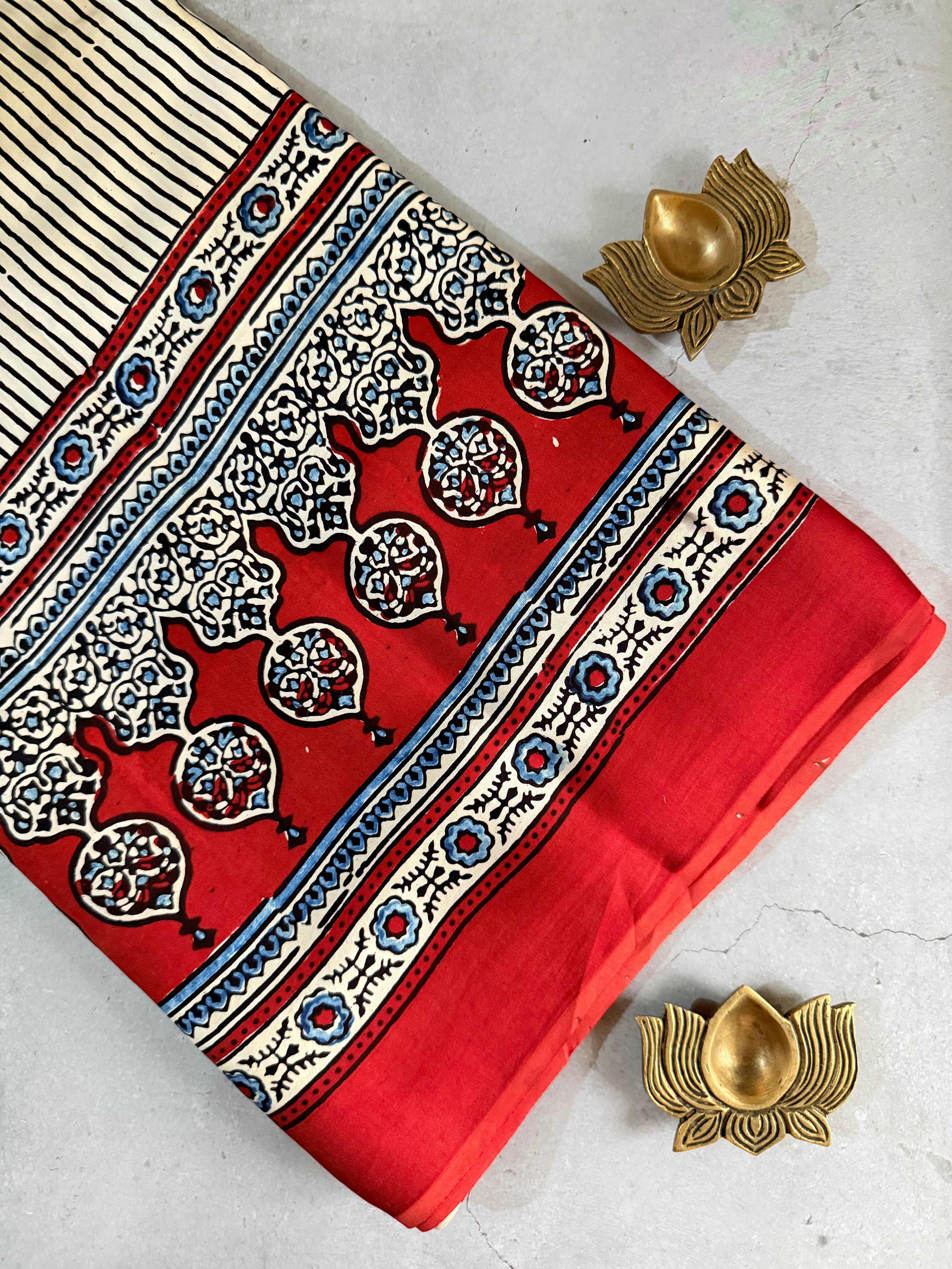 Avinashi | Authentic Block Printed Modal Silk Saree
