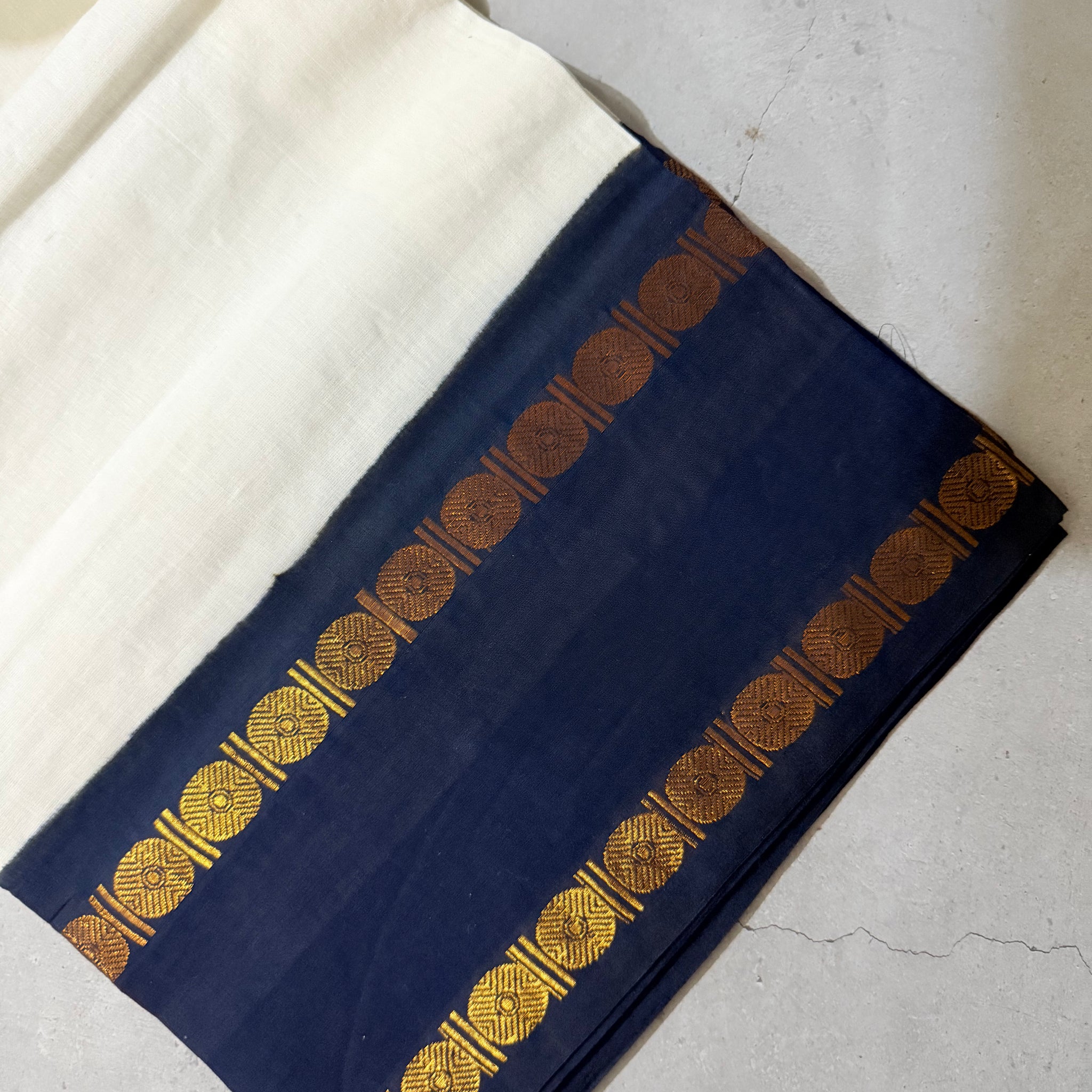 Antara | White and Black Sungudi Cotton Saree