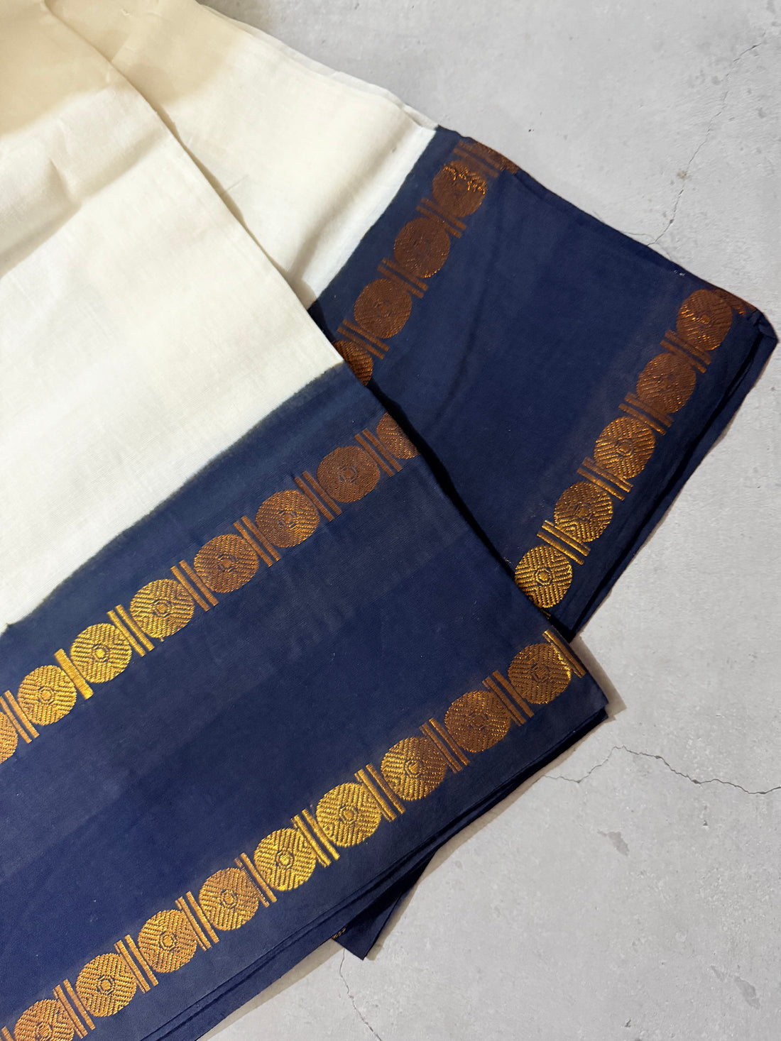 Antara | White and Black Sungudi Cotton Saree