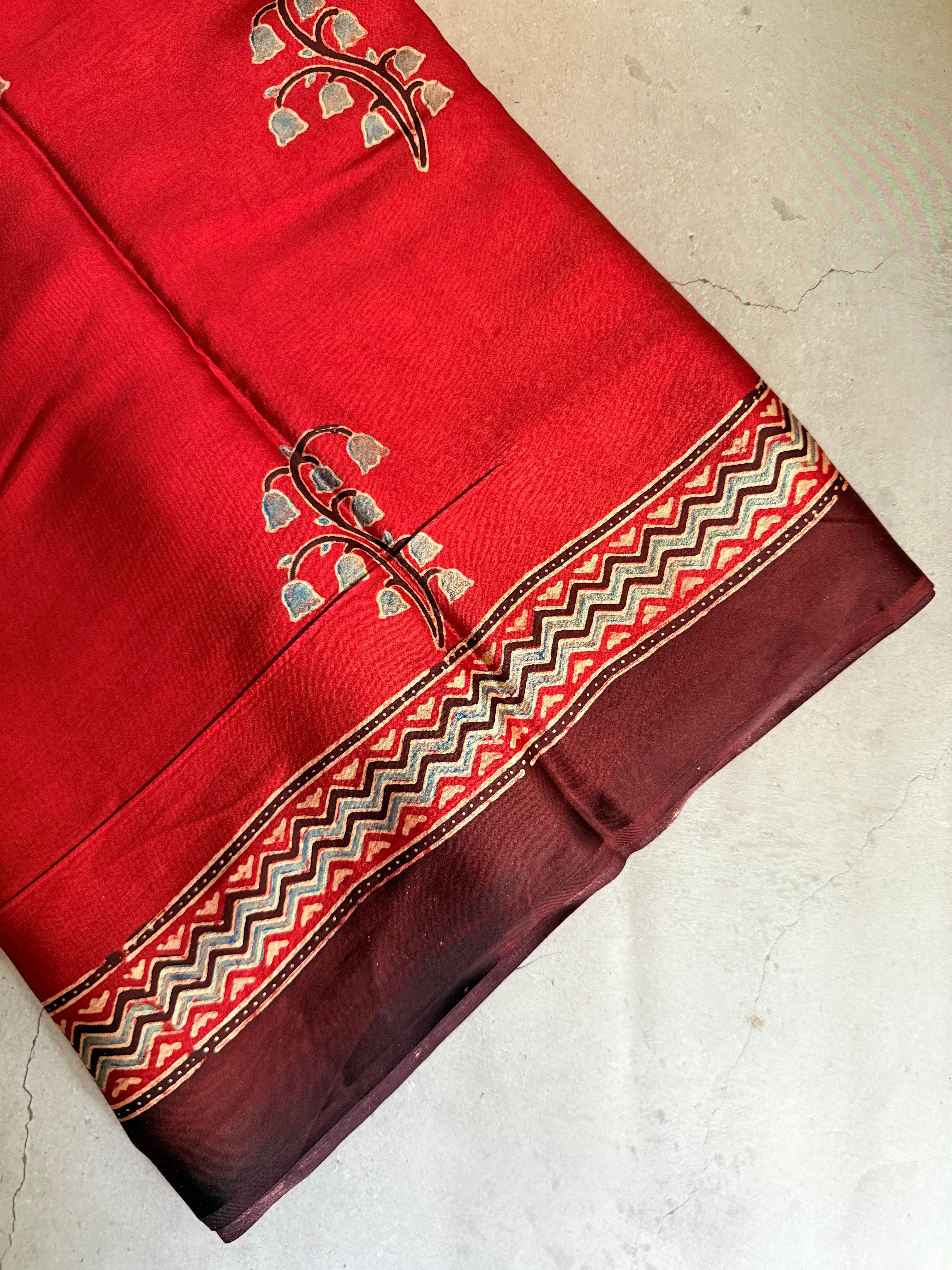 Tara | Authentic Block Printed Modal Silk Saree