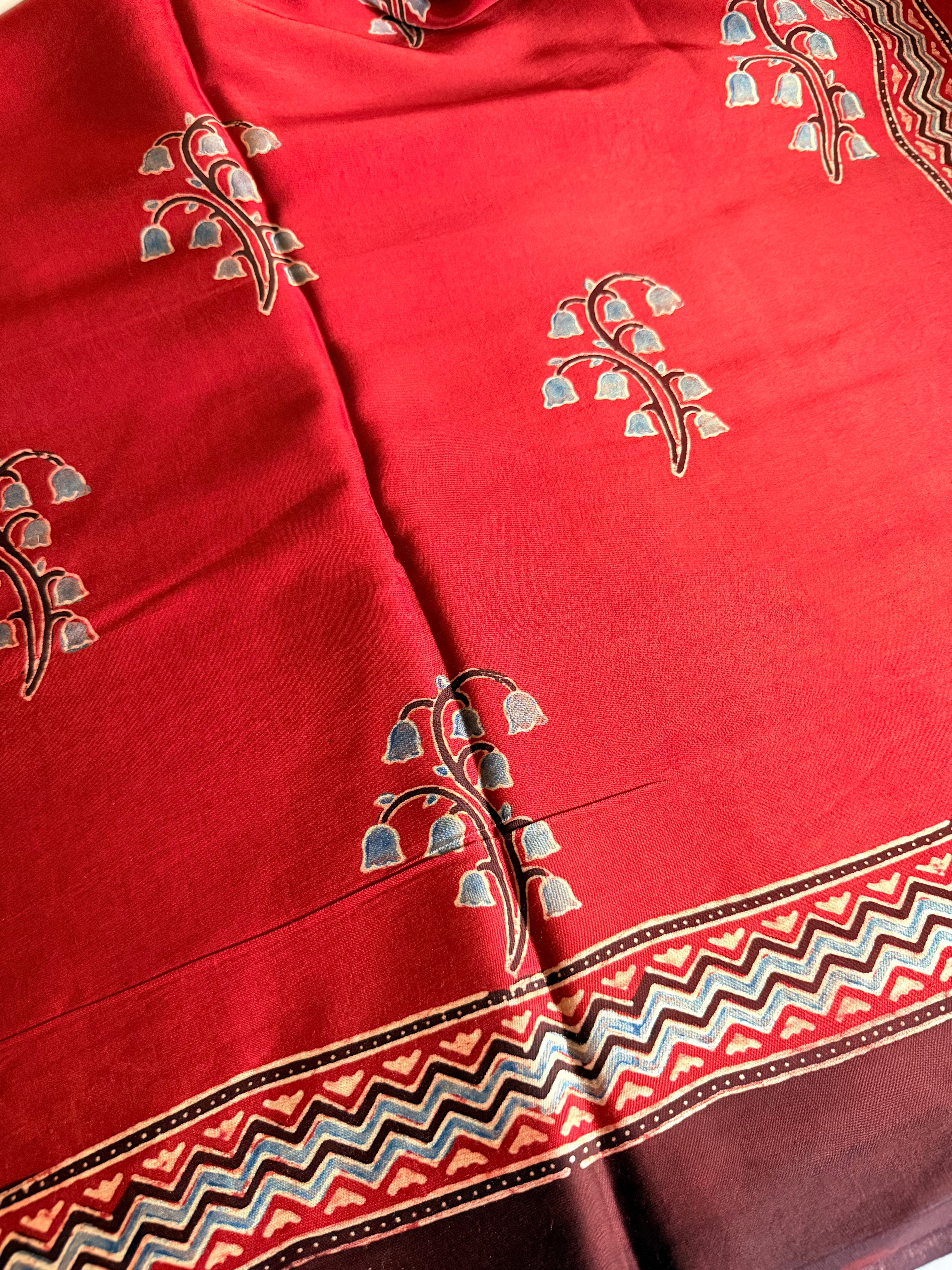 Tara | Authentic Block Printed Modal Silk Saree
