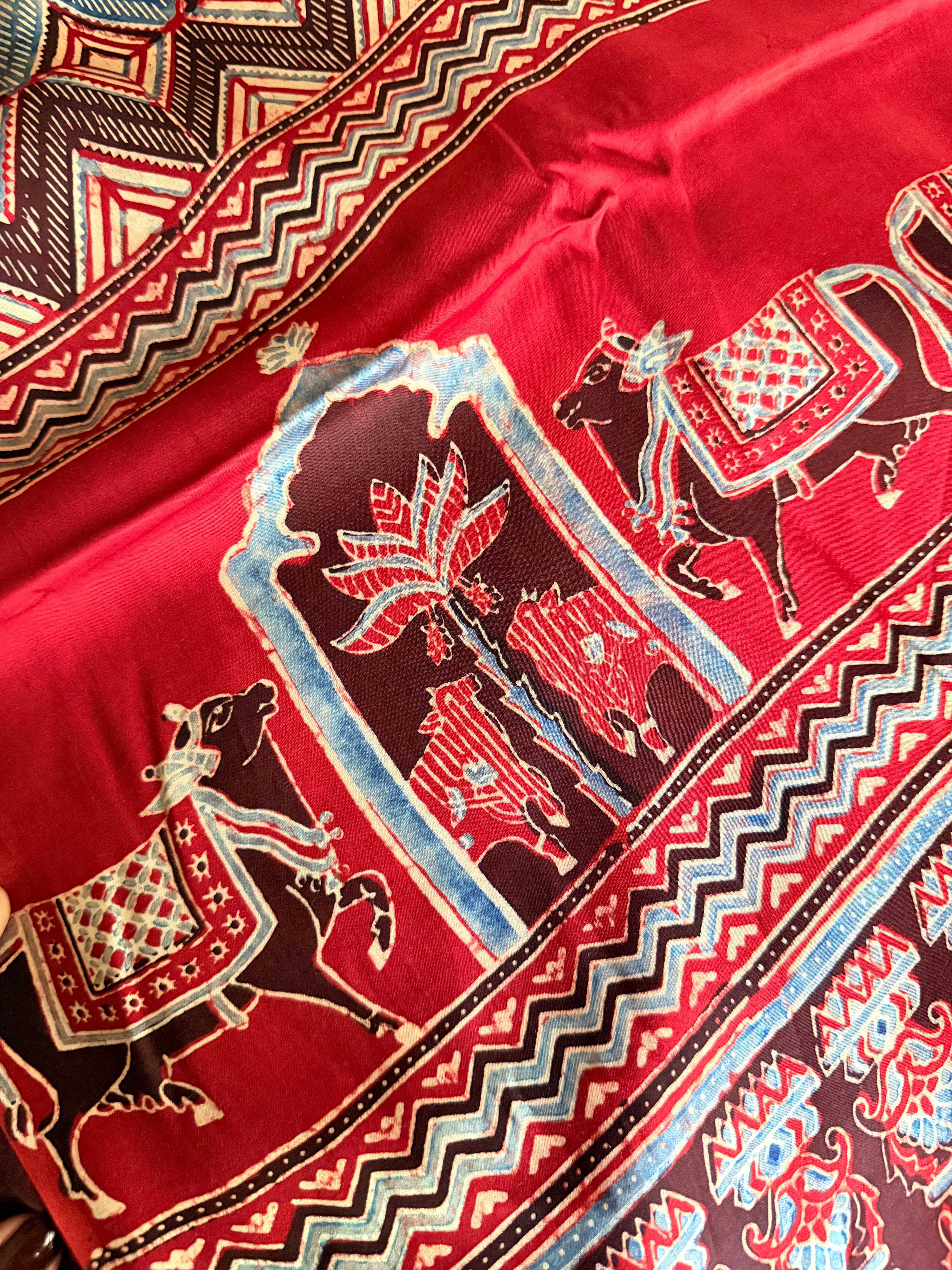 Tara | Authentic Block Printed Modal Silk Saree