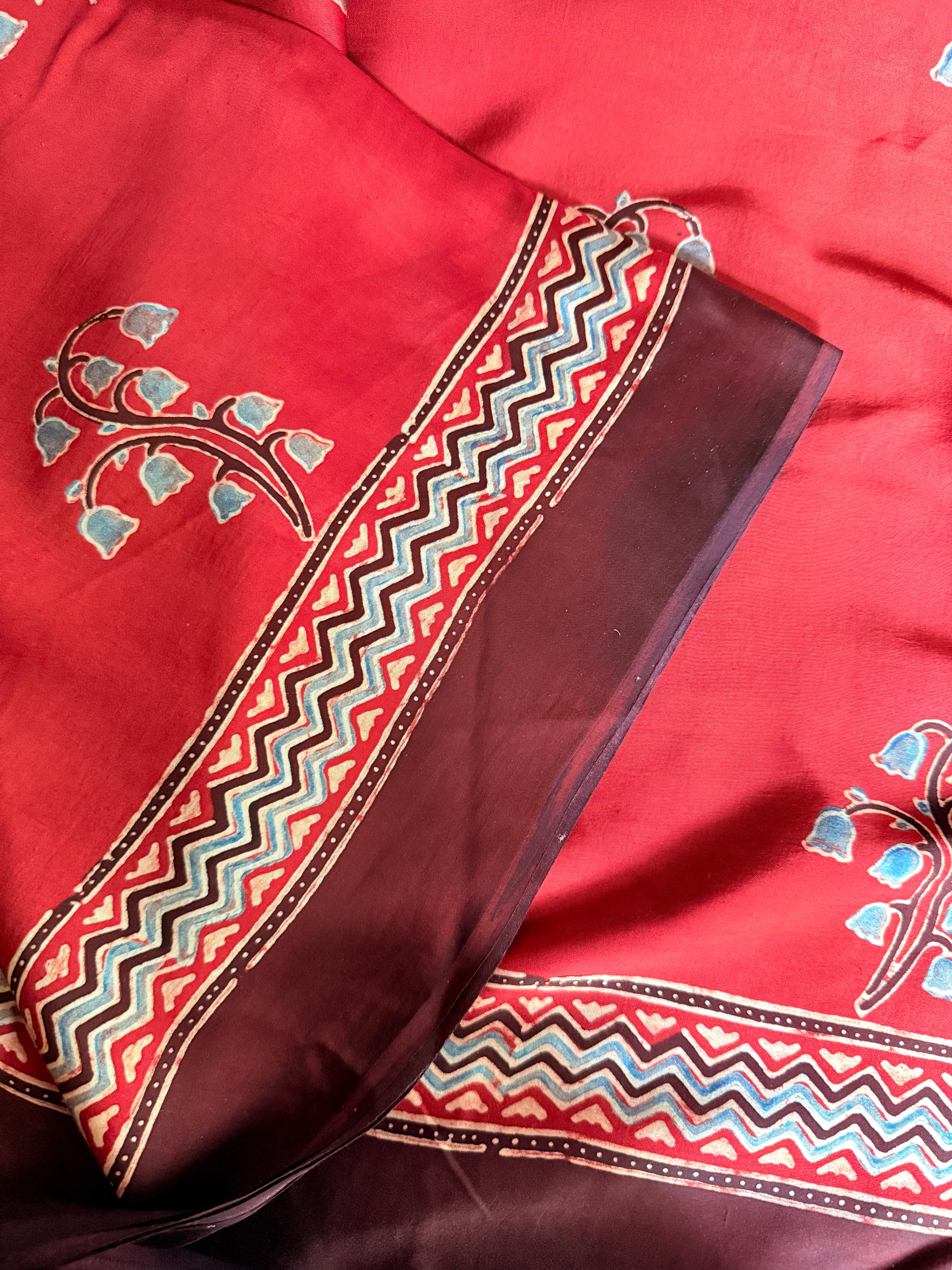 Tara | Authentic Block Printed Modal Silk Saree