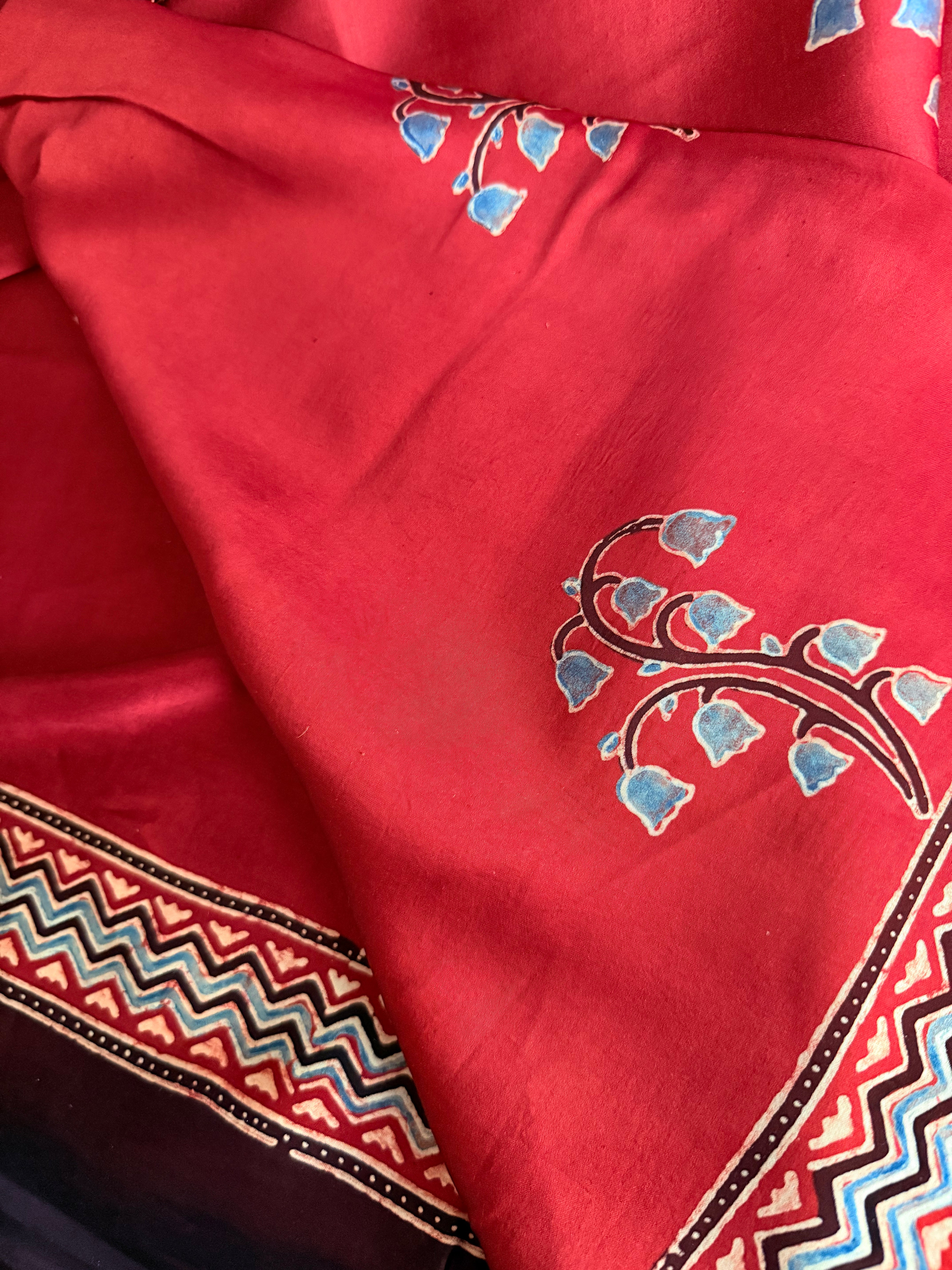 Tara | Authentic Block Printed Modal Silk Saree