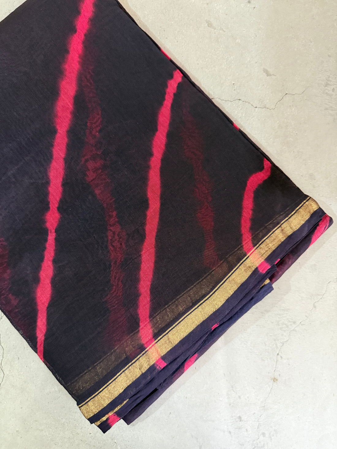 Manjima | Navy and Pink Floral Block Printed Chanderi Saree (Copy)