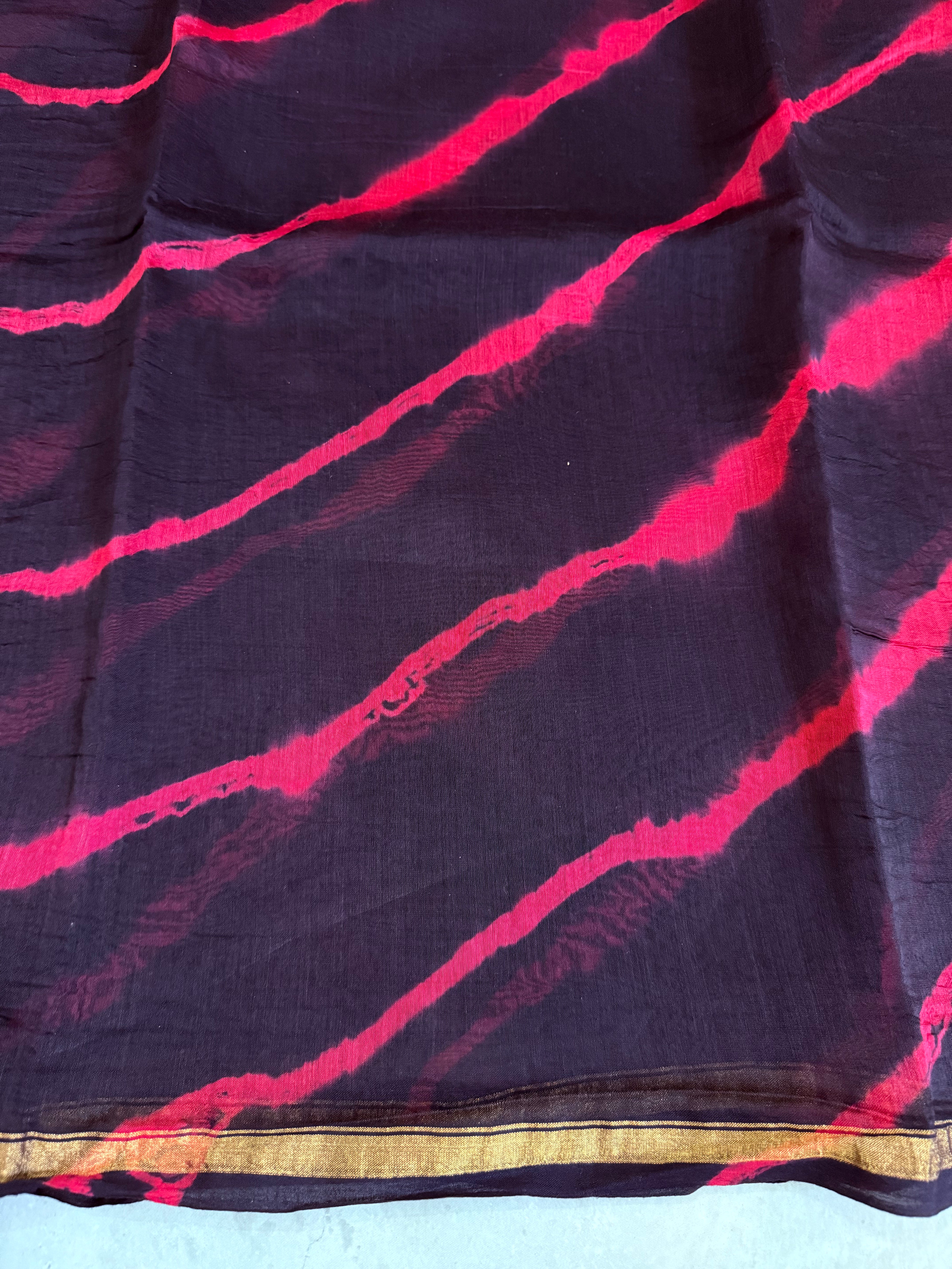 Manjima | Navy and Pink Floral Block Printed Chanderi Saree (Copy)