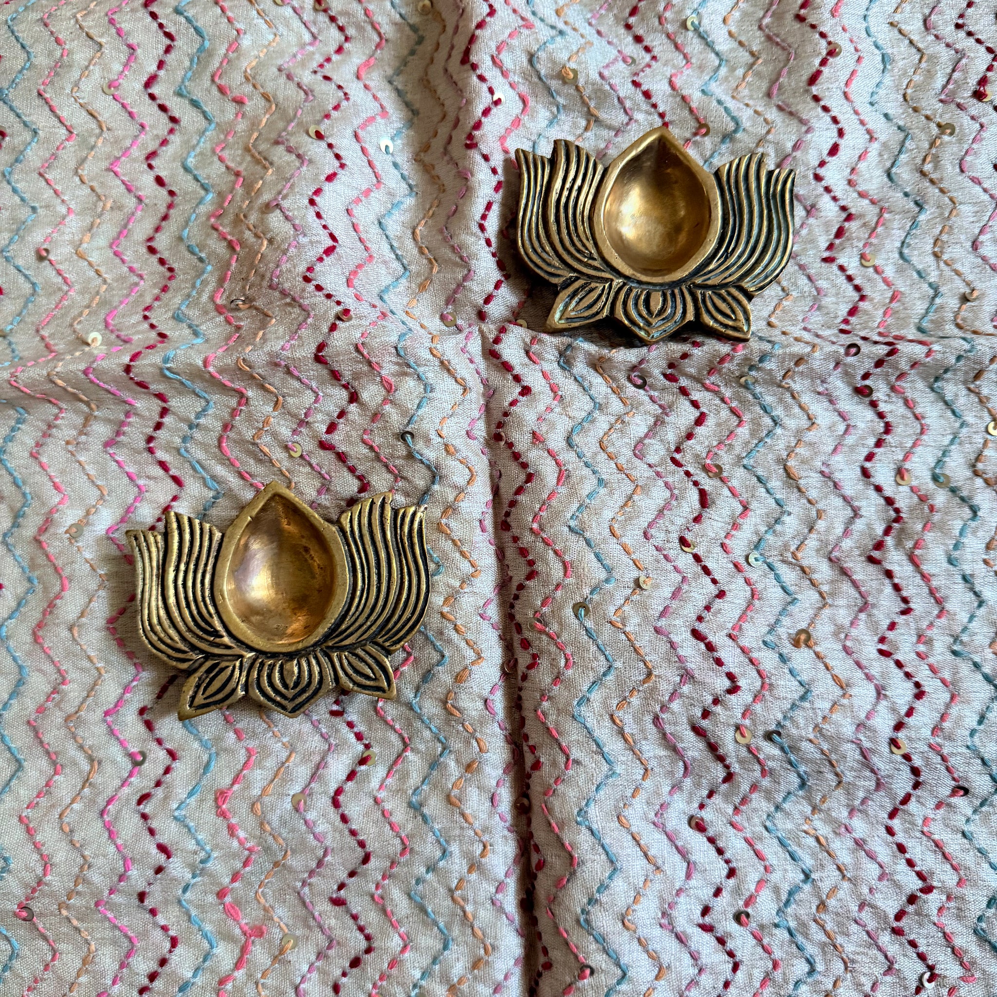 Zigzag Kutch Embroidered on Pure Desi Tussar Blouse Fabric