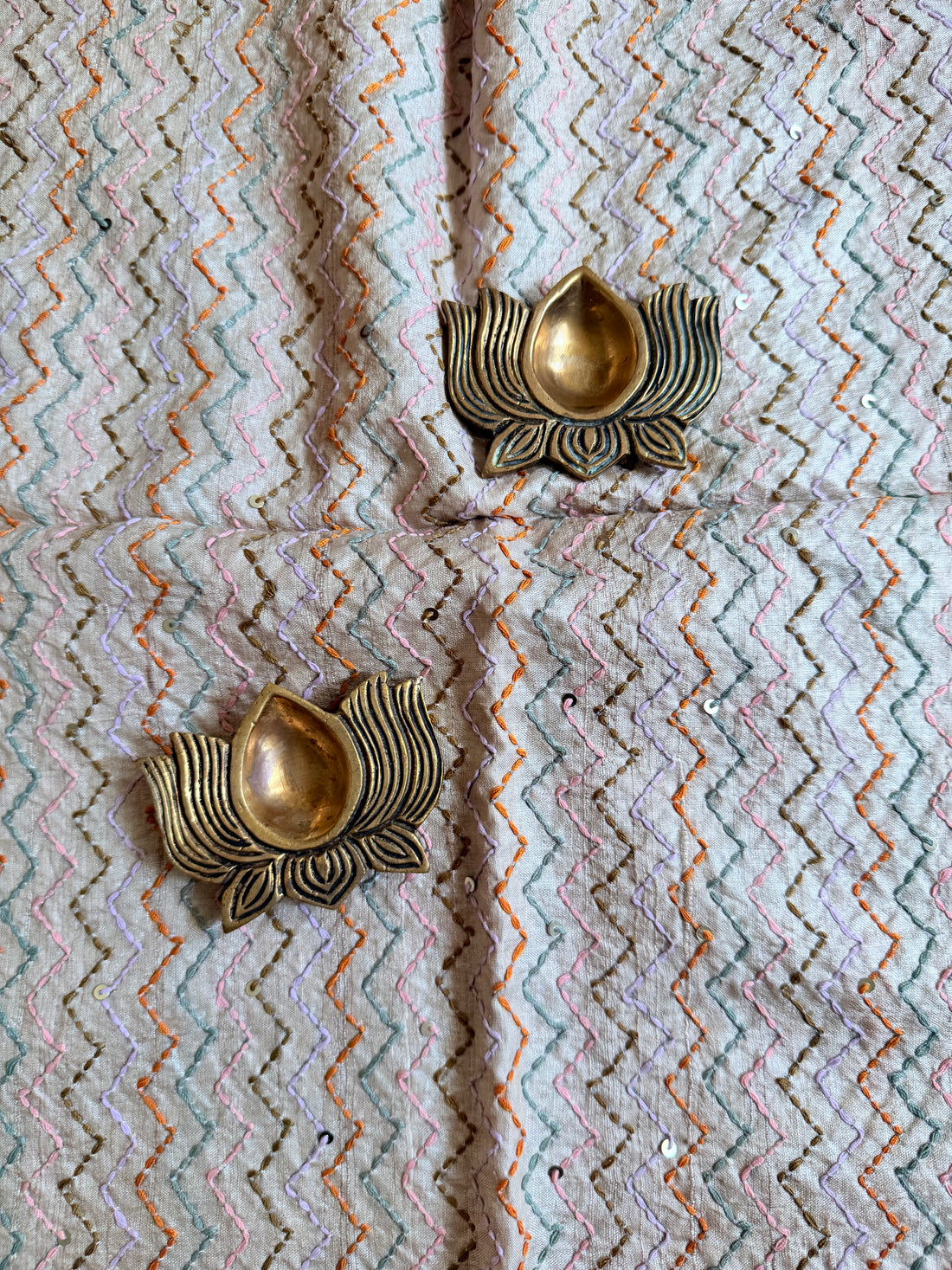 Zigzag Kutch Embroidered on Pure Desi Tussar Blouse Fabric