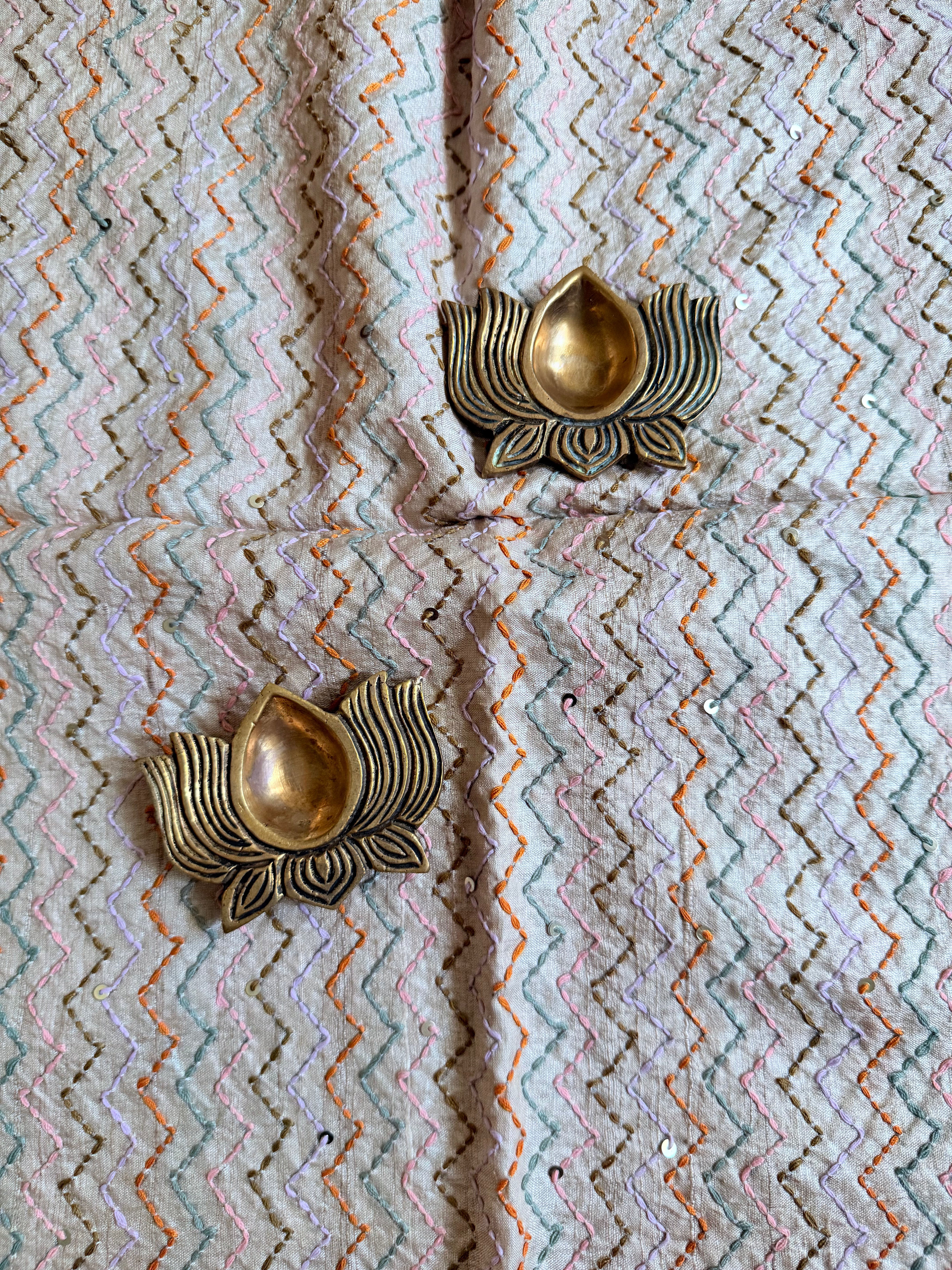 Zigzag Kutch Embroidered on Pure Desi Tussar Blouse Fabric
