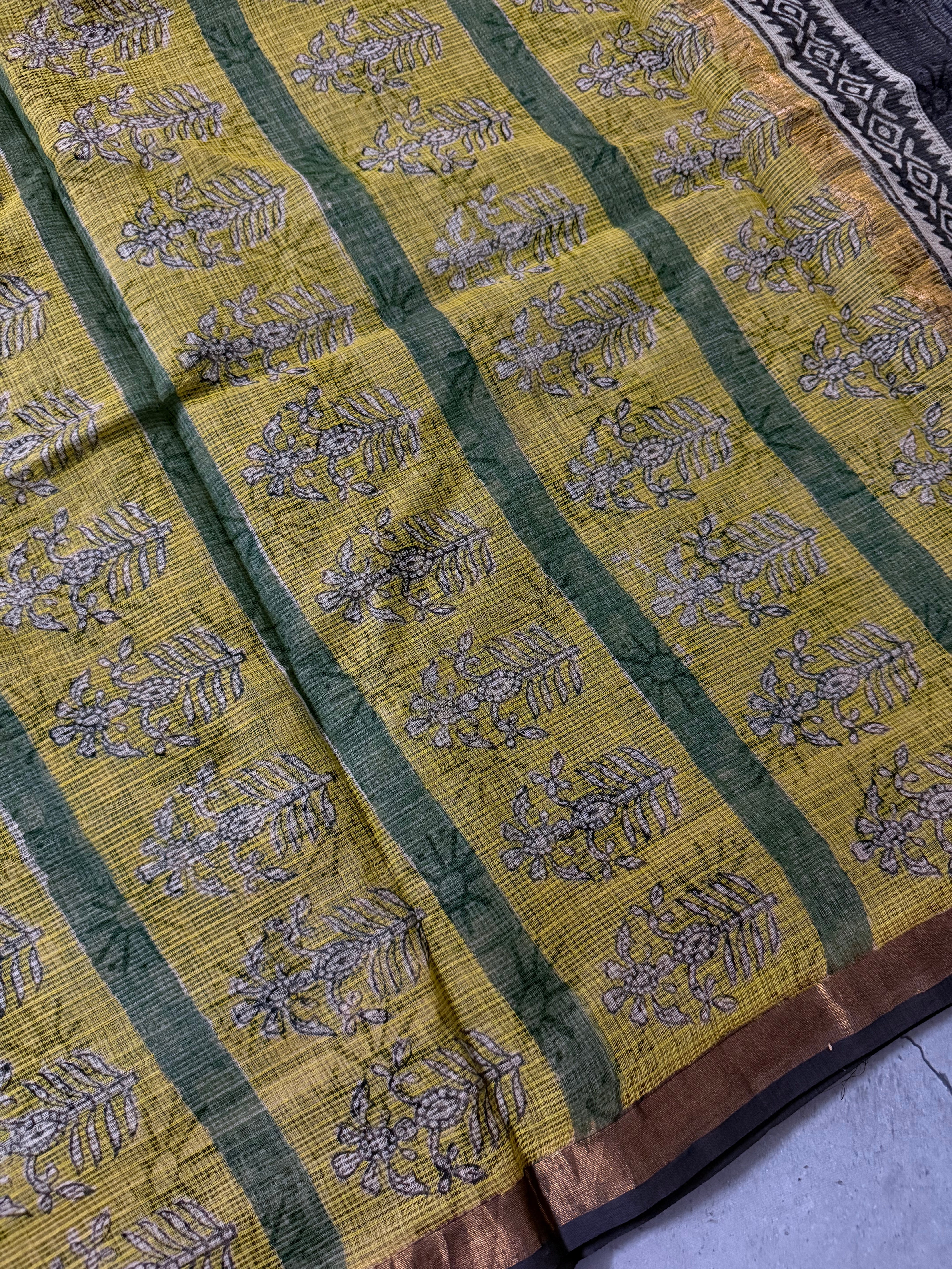Kavisha | Blue Block Printed Kota Saree