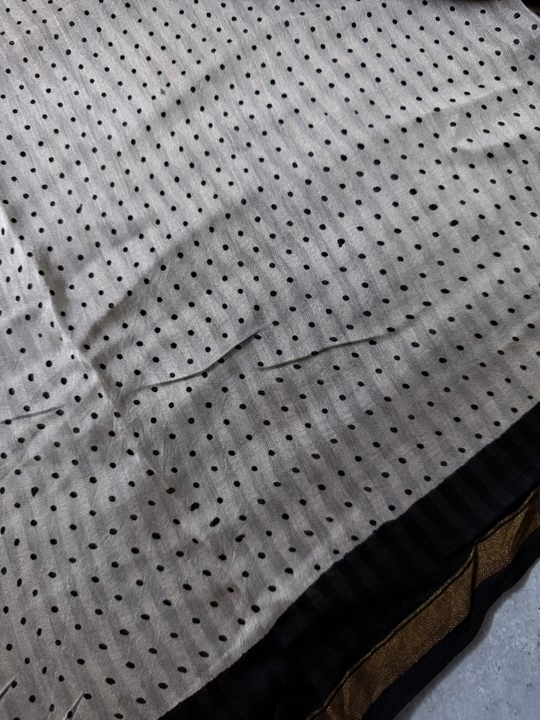 Kairavi | Beige and Black Geometric Block Printed Chanderi Saree