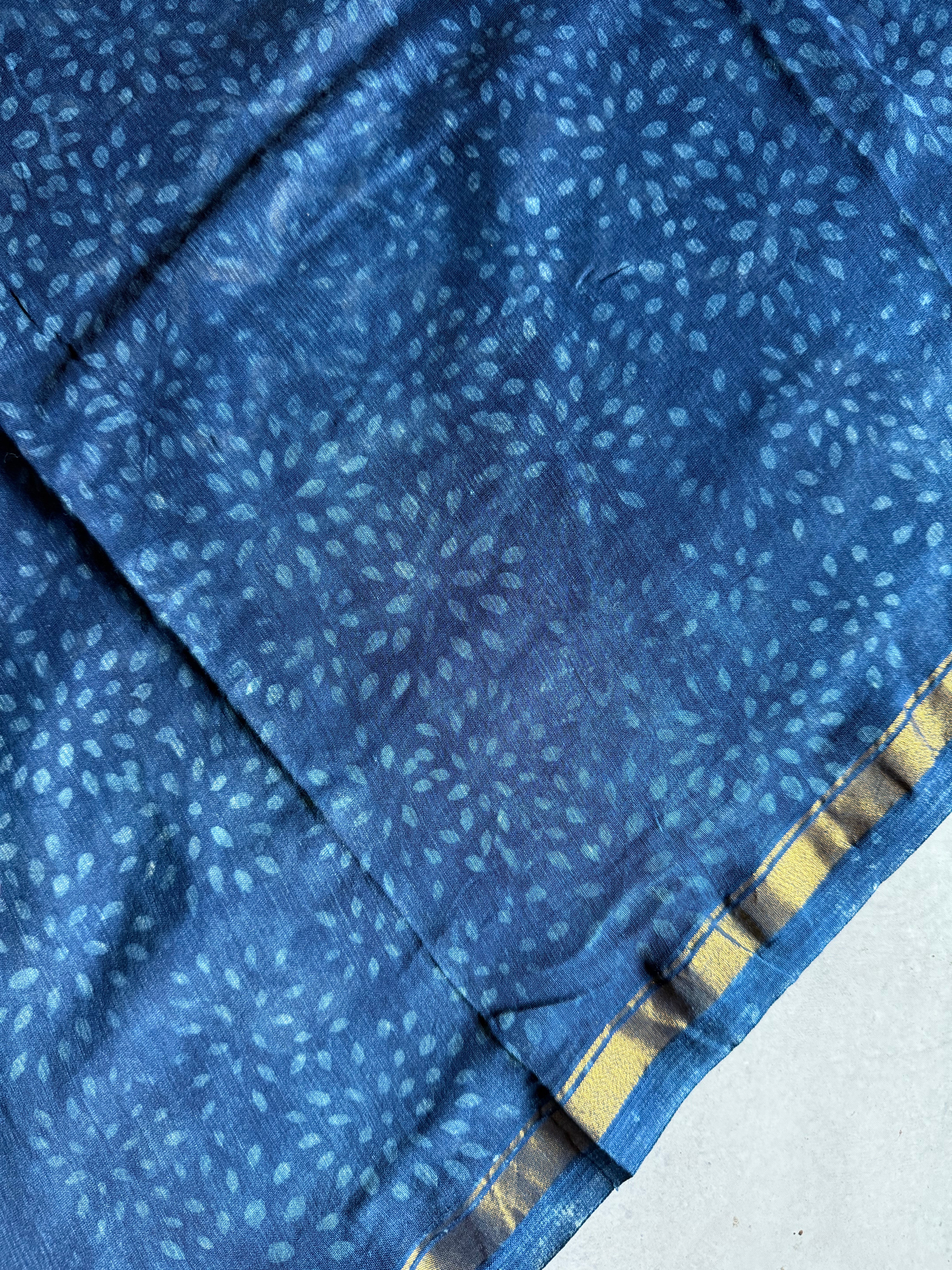 Ambalika | Indigo Block Printed Chanderi Saree