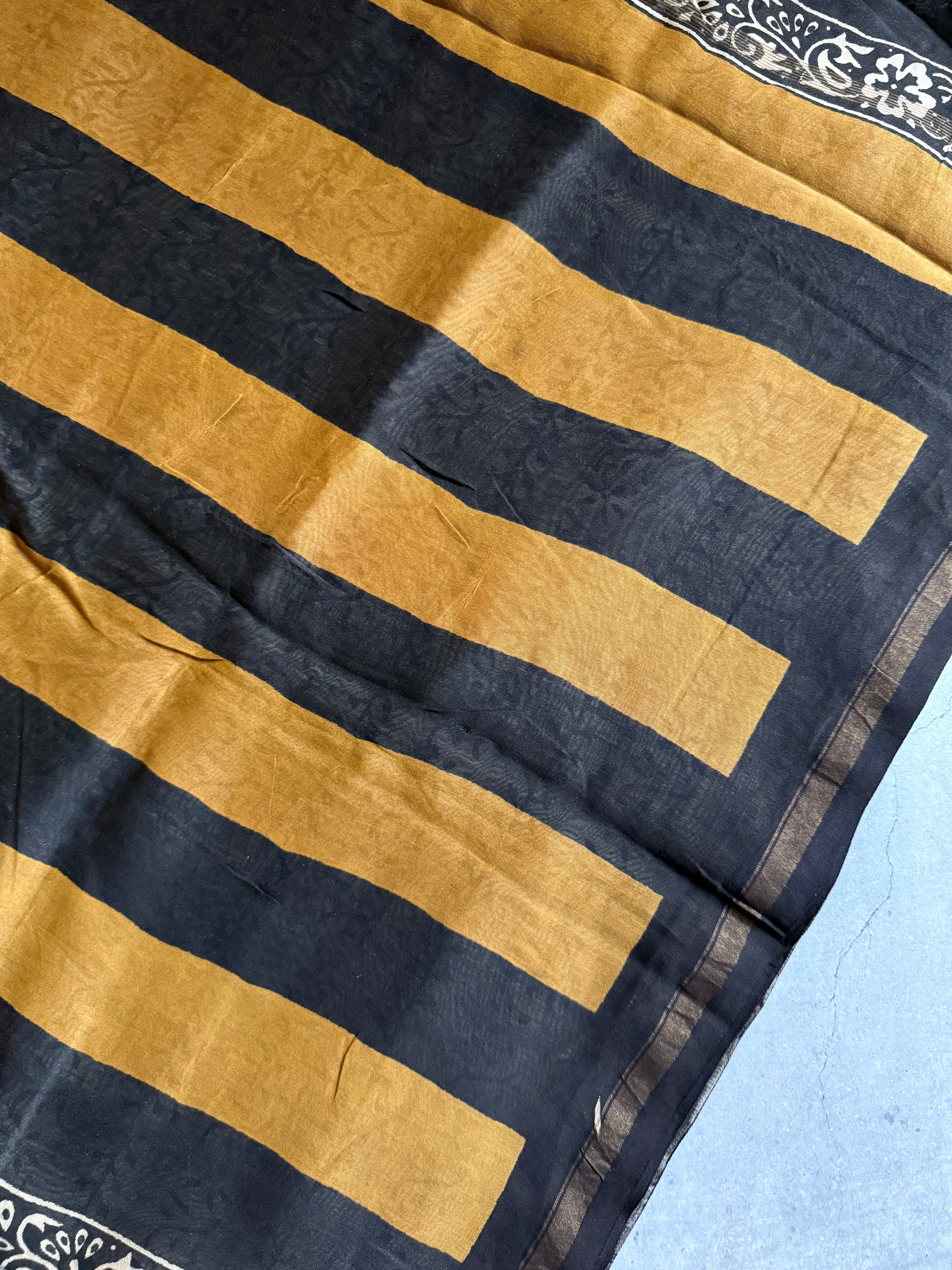 Sugandhika | Blue Block Printed Chanderi Saree