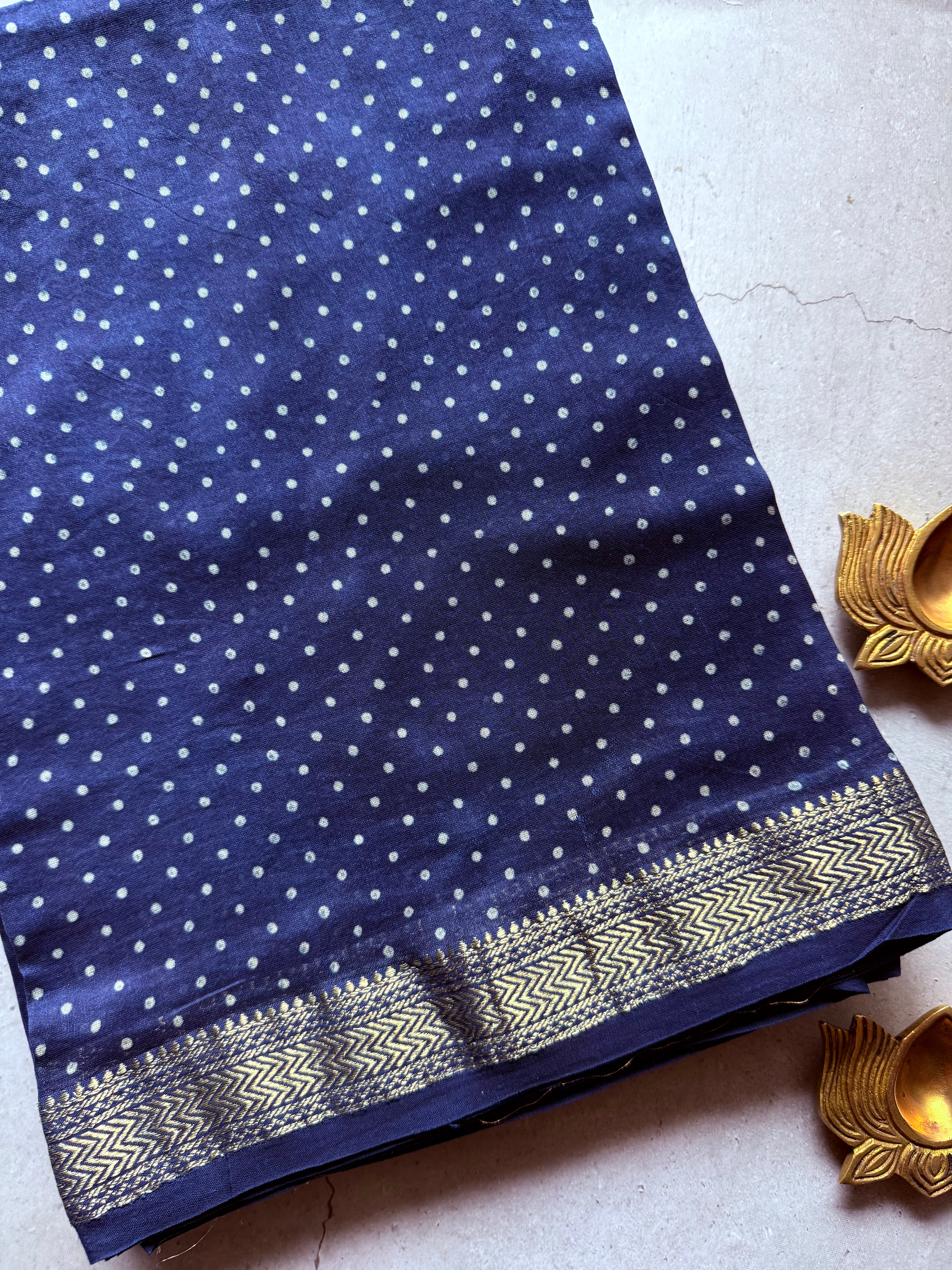 NayanThara| Indigo Akola Block Printed Maheshwari Saree