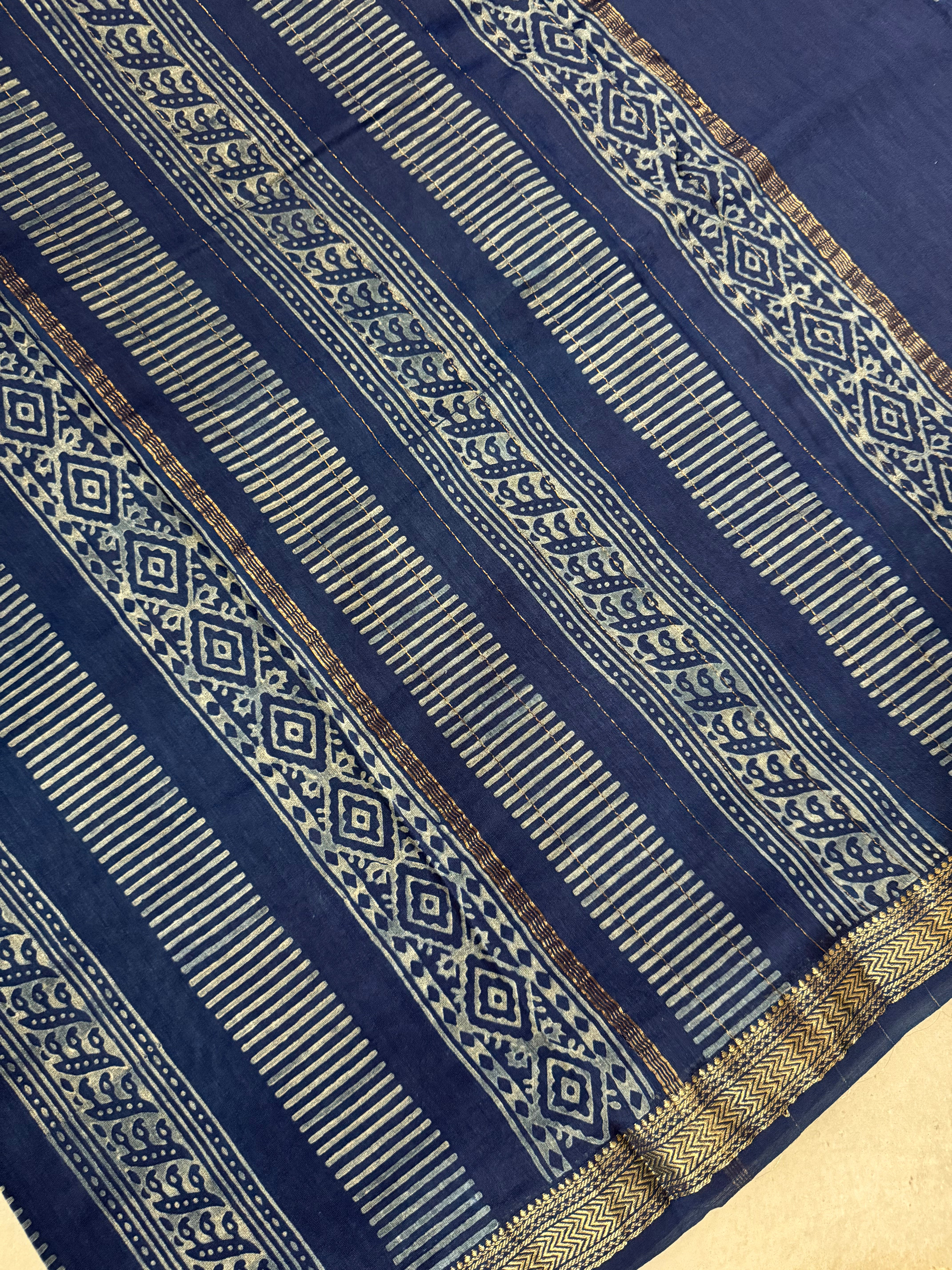 NayanThara| Indigo Akola Block Printed Maheshwari Saree