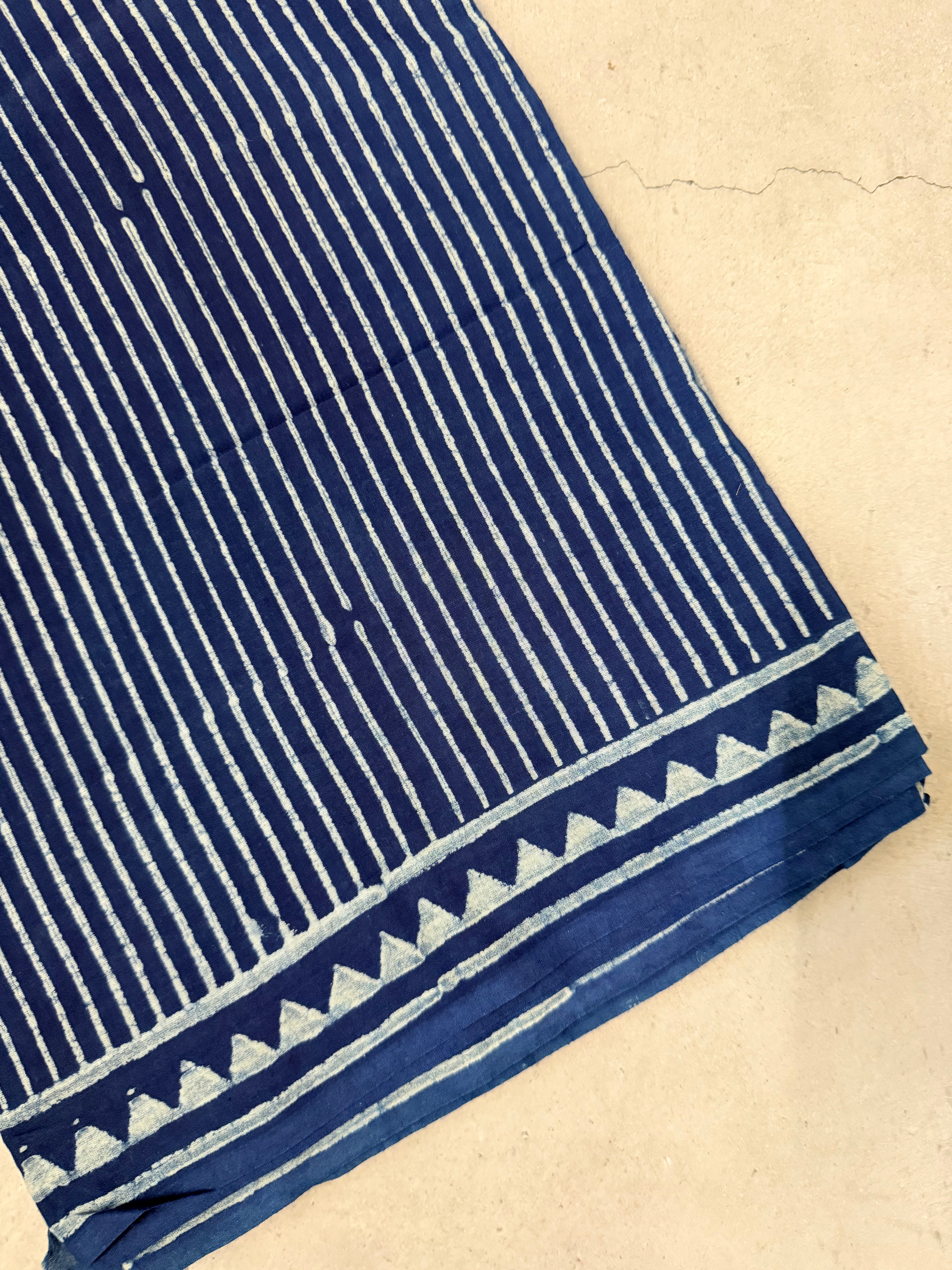 Deepa | Indigo Block Printed Mul Cotton Saree