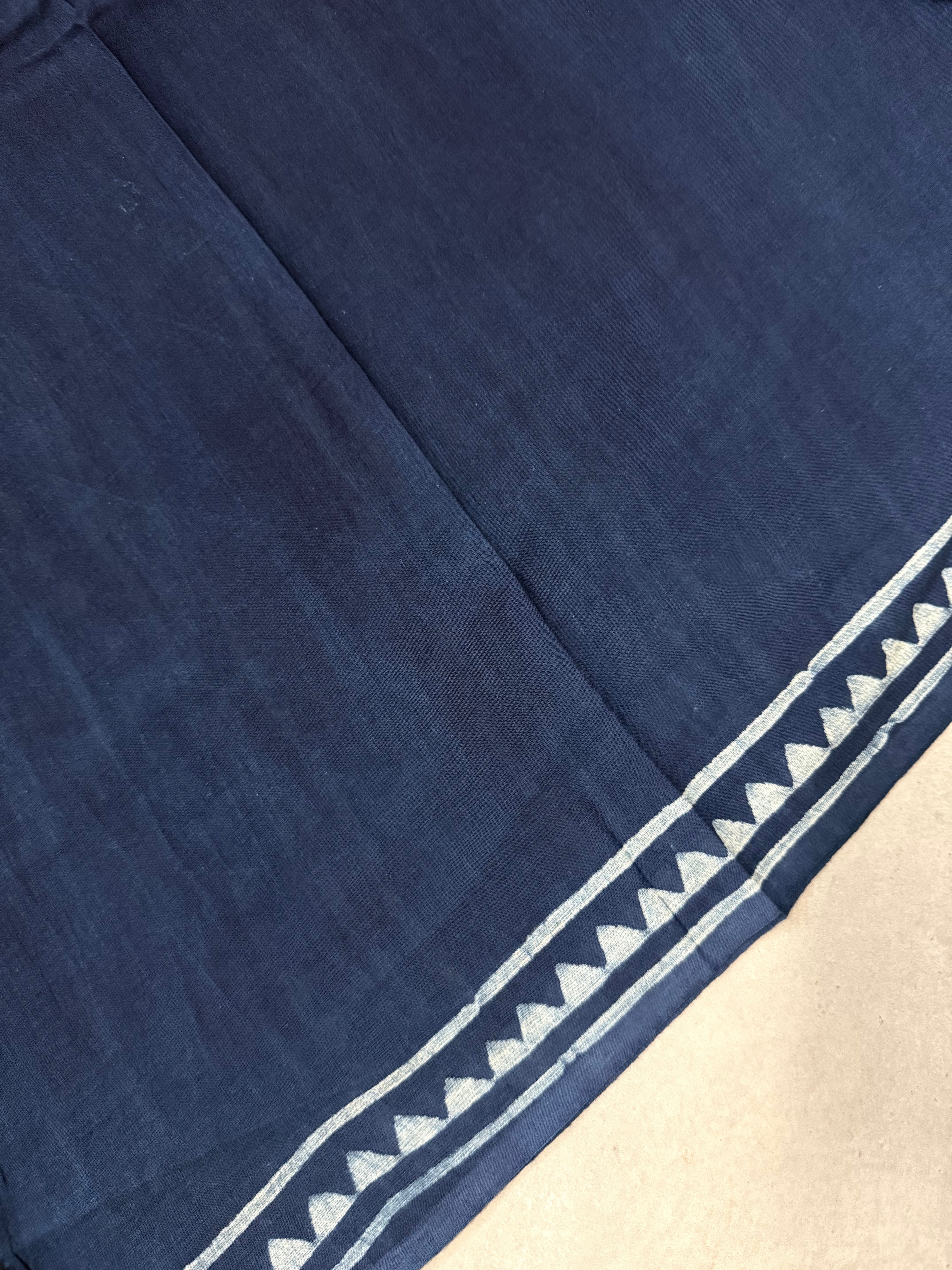Deepa | Indigo Block Printed Mul Cotton Saree