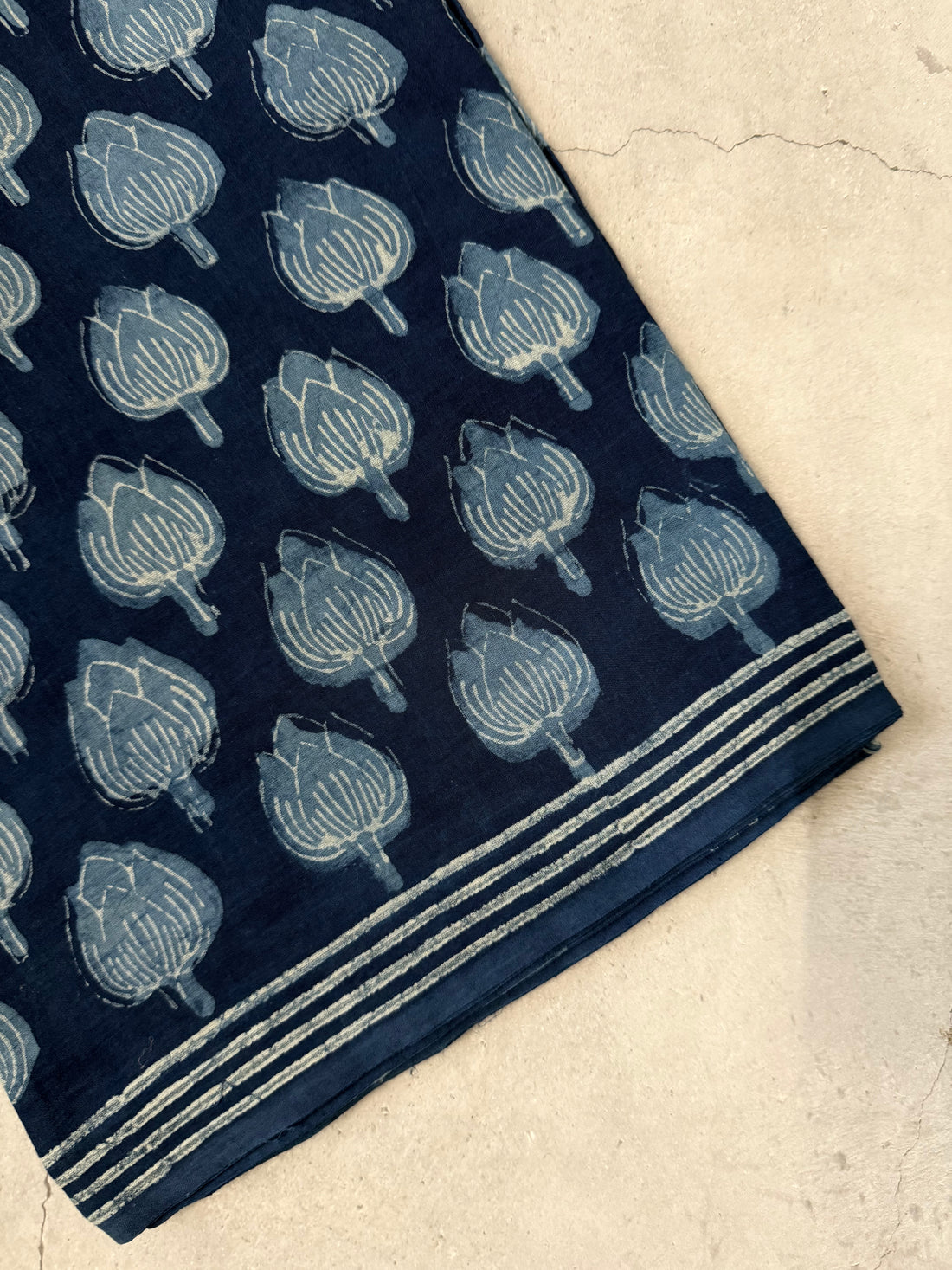Alankarini | Indigo Block Printed Mul Cotton Saree