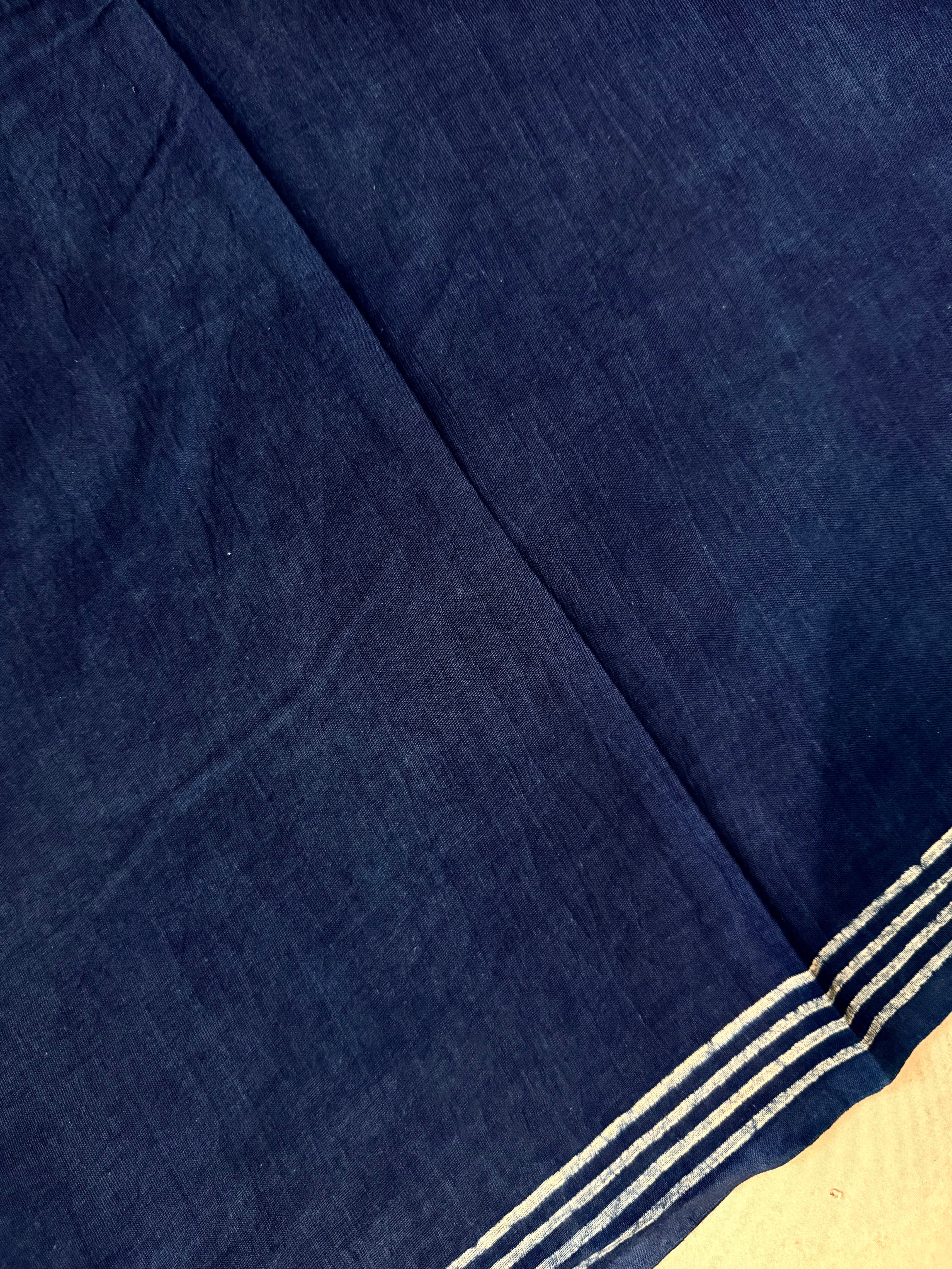 Alankarini | Indigo Block Printed Mul Cotton Saree