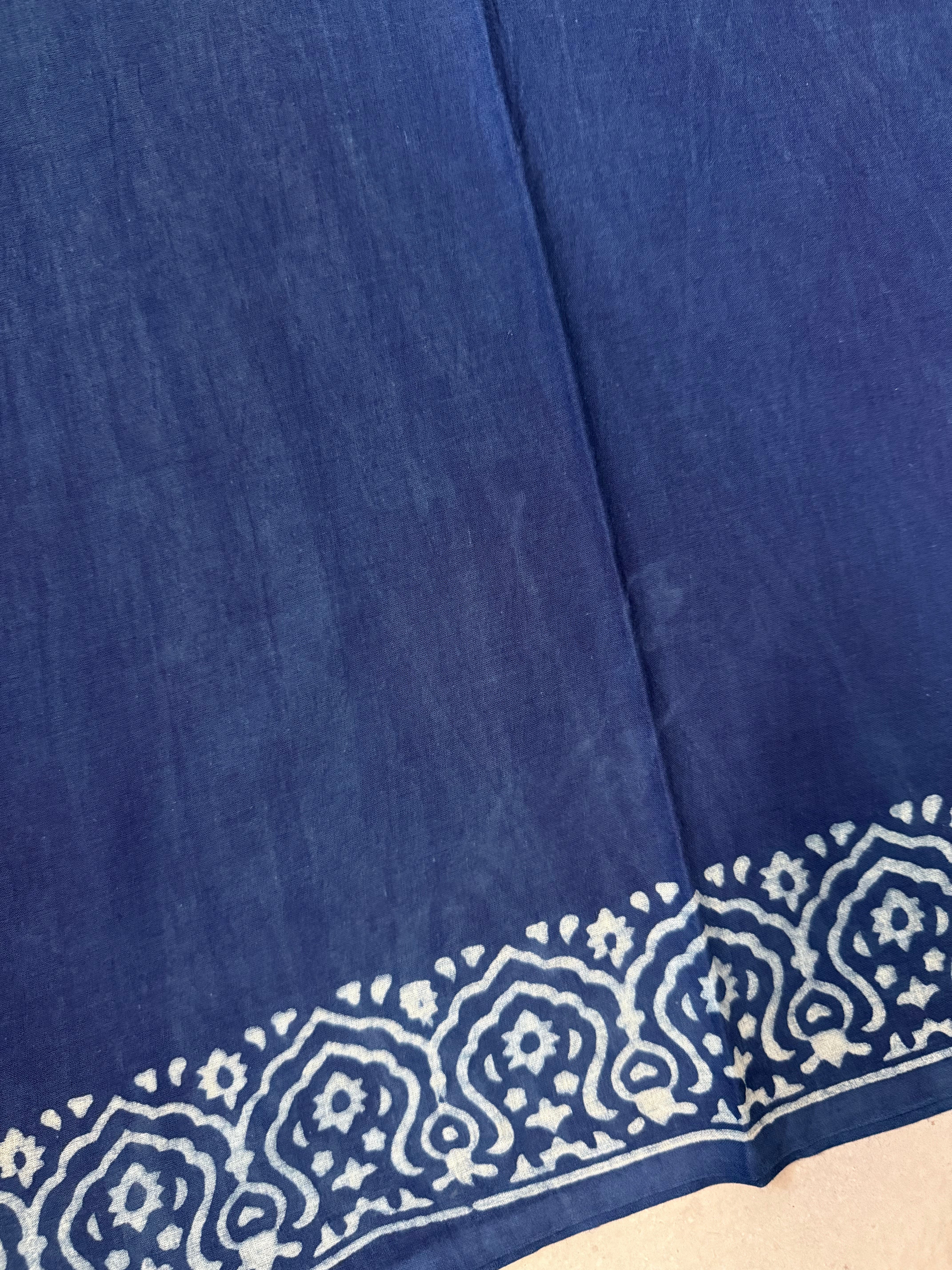 Kamal | Indigo Block Printed Mul Cotton Saree