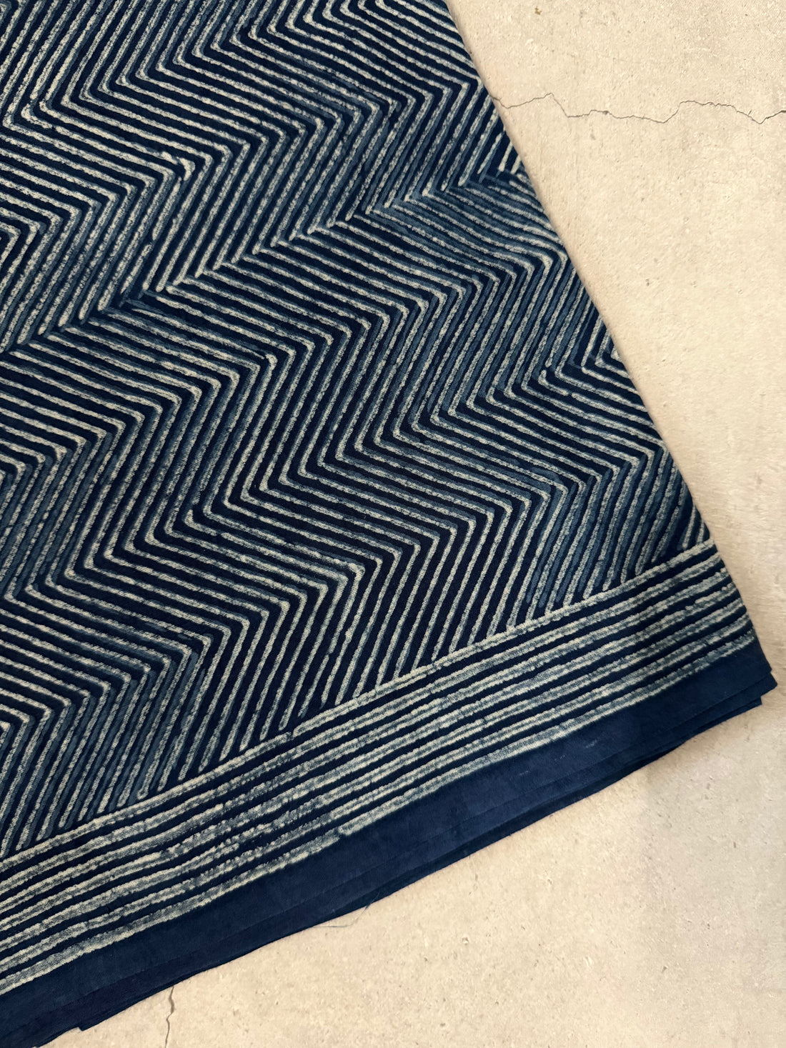 Shilpakala | Indigo Block Printed Mul Cotton Saree