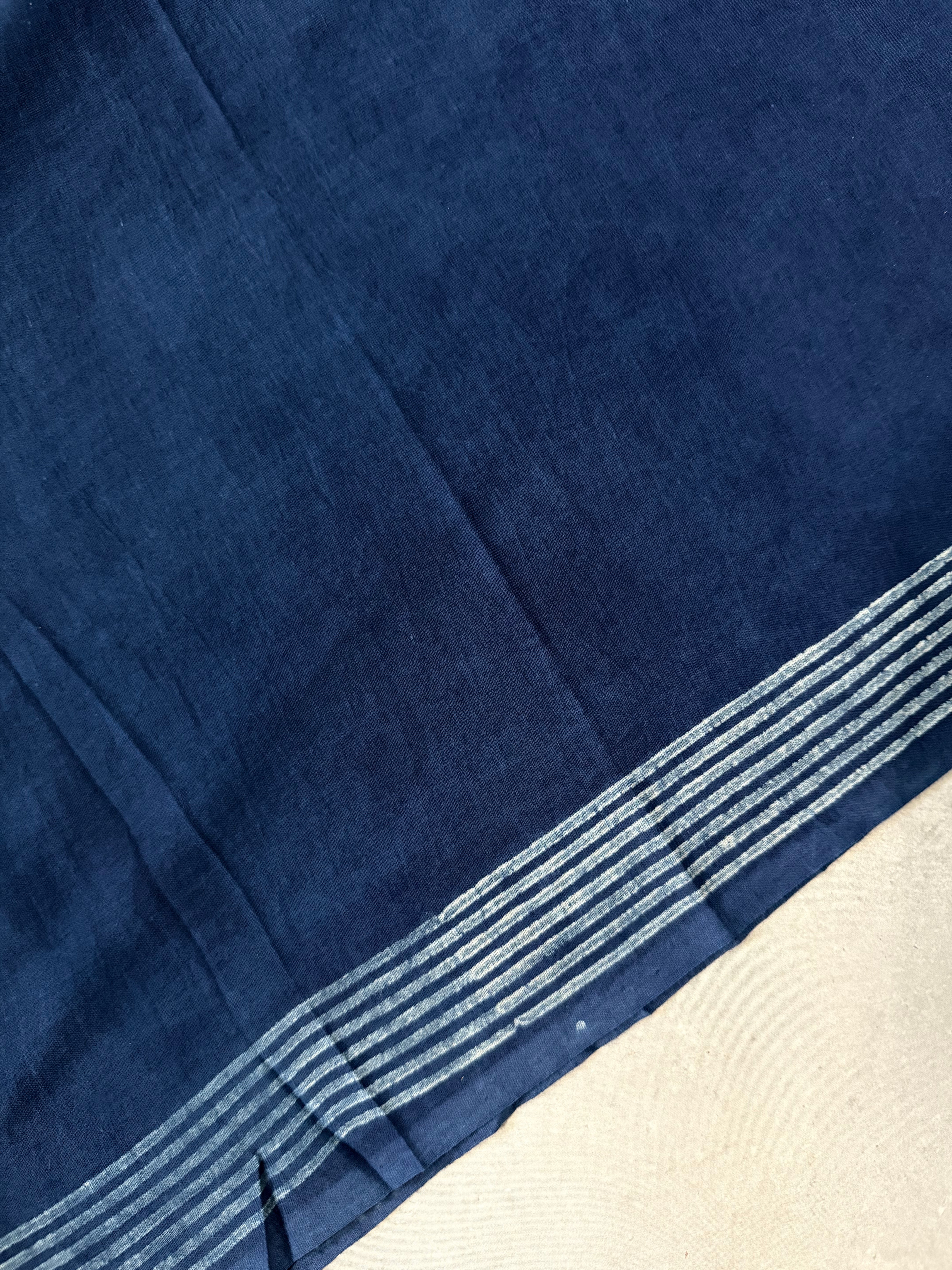 Shilpakala | Indigo Block Printed Mul Cotton Saree