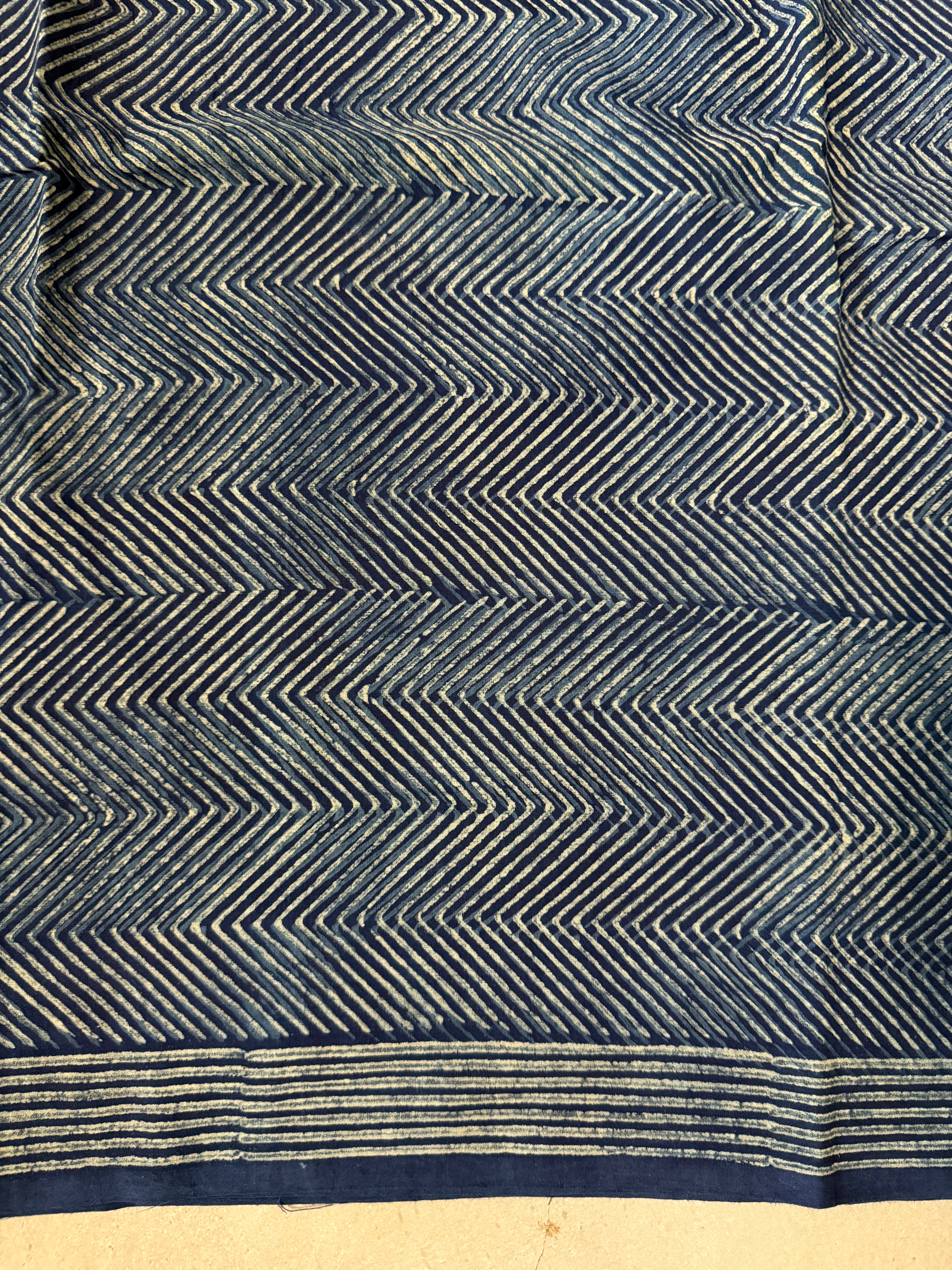 Shilpakala | Indigo Block Printed Mul Cotton Saree