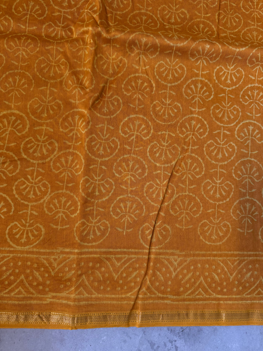 Manjal | Yellow Block Printed Chanderi Saree