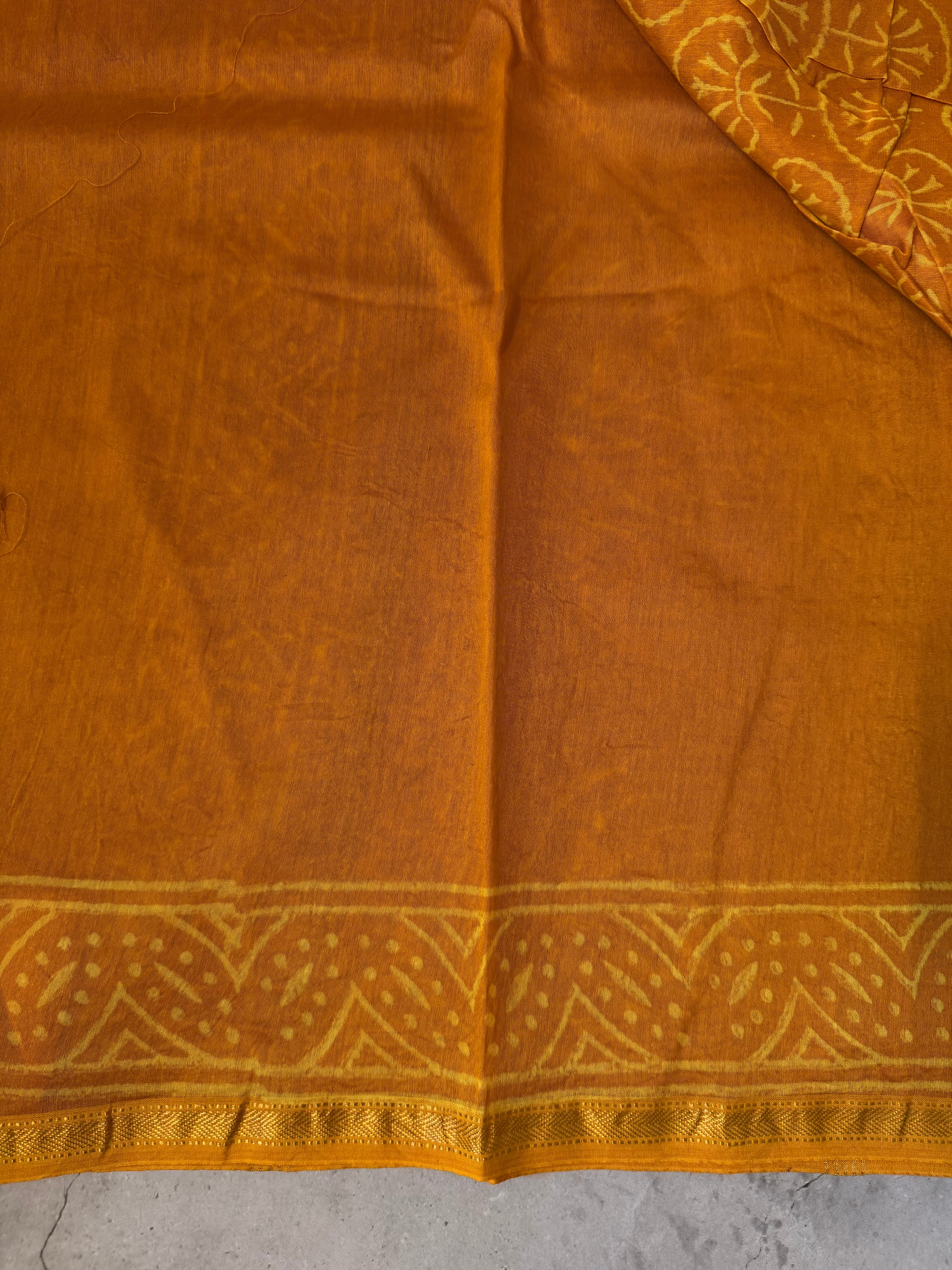Manjal | Yellow Block Printed Chanderi Saree