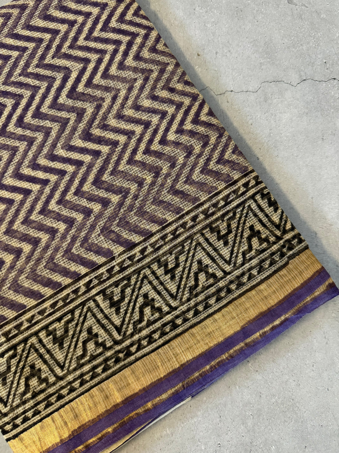 Nrithya | Purple Block Printed Kota Saree