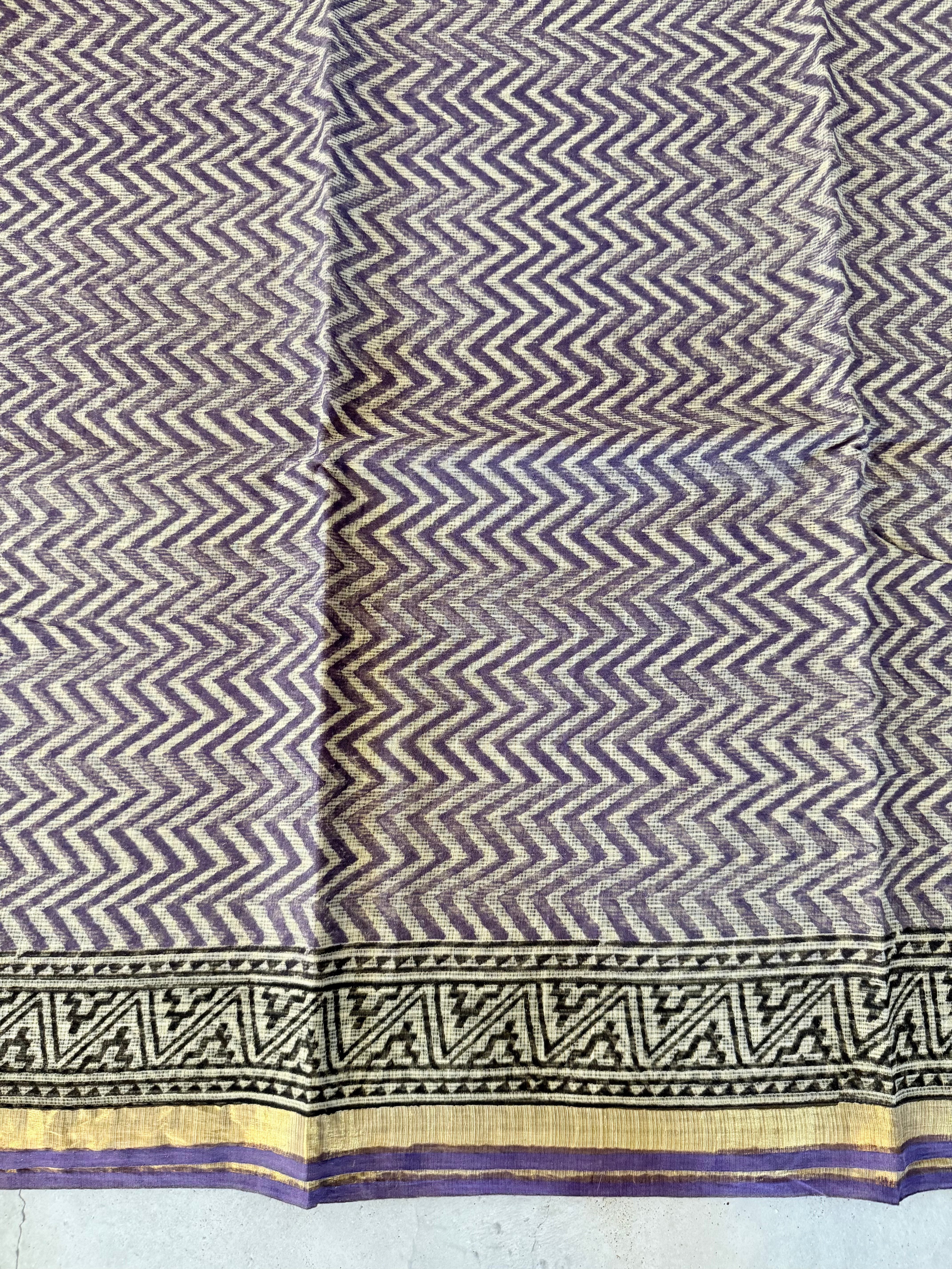 Nrithya | Purple Block Printed Kota Saree
