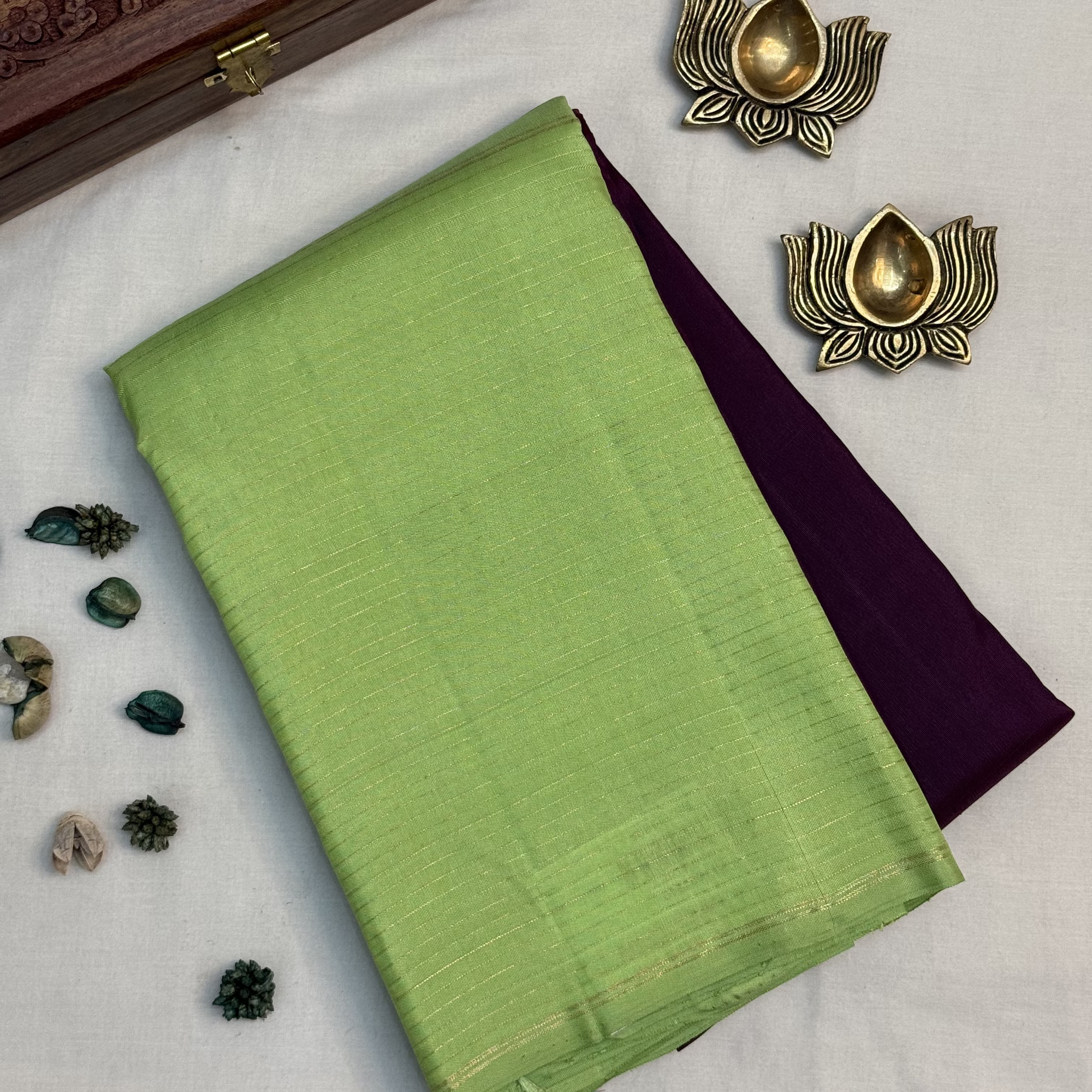 Tiaara | Brown and Green Kanjivaram Silk Saree